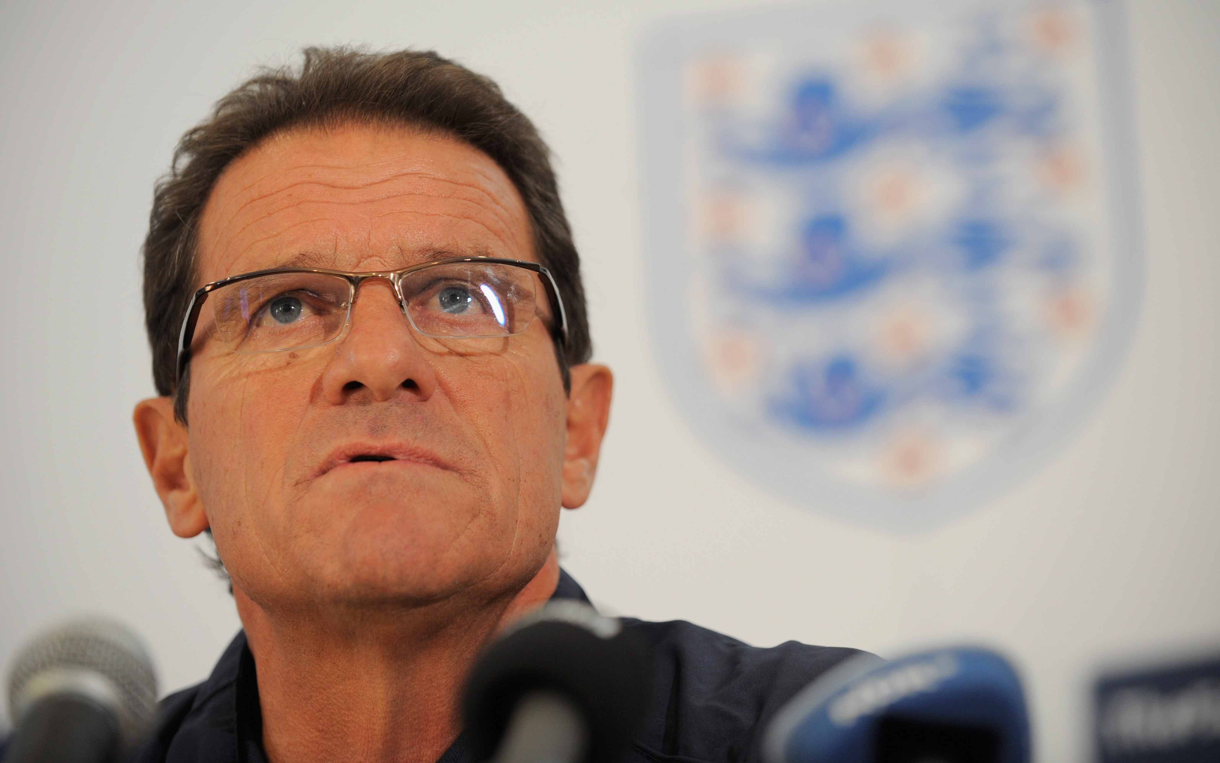 LONDON, ENGLAND - SEPTEMBER 02:  England manager Fabio Capello speaks to the media during the England press conference at the Grove Hotel on September 2, 2010 in London, England.  (Photo by Michael Regan/Getty Images)