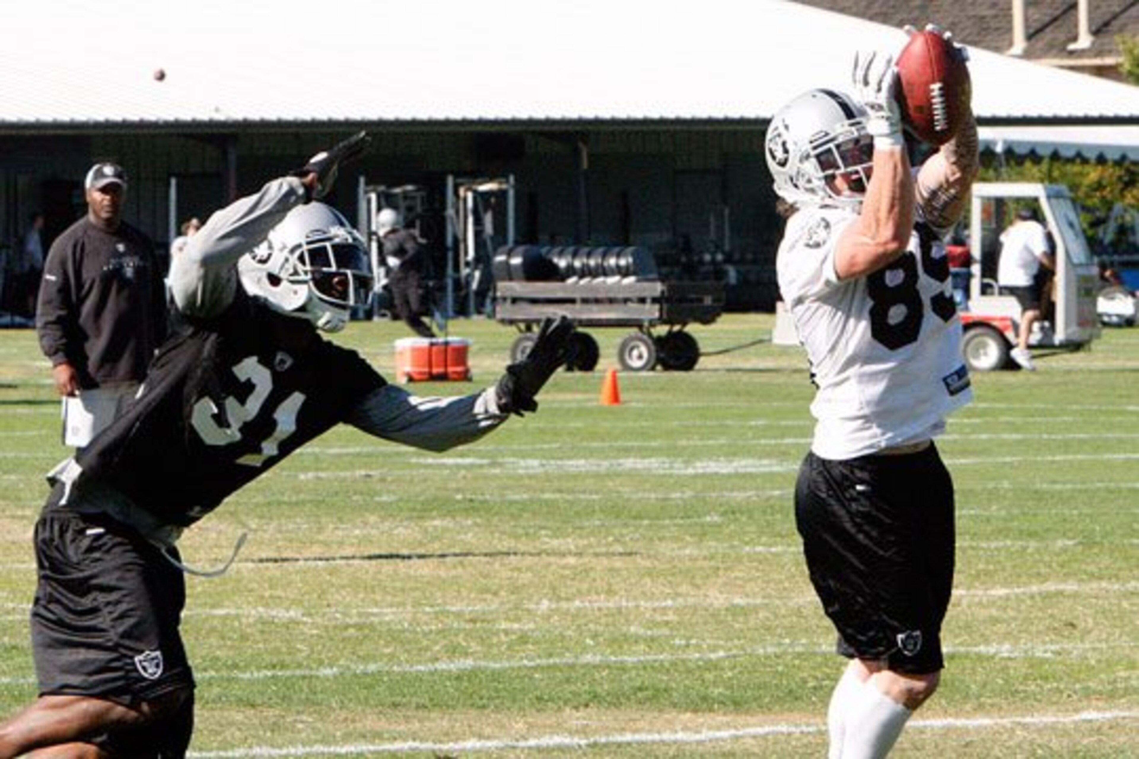 Hiram Eugene tries to make a play on the ball in practice.