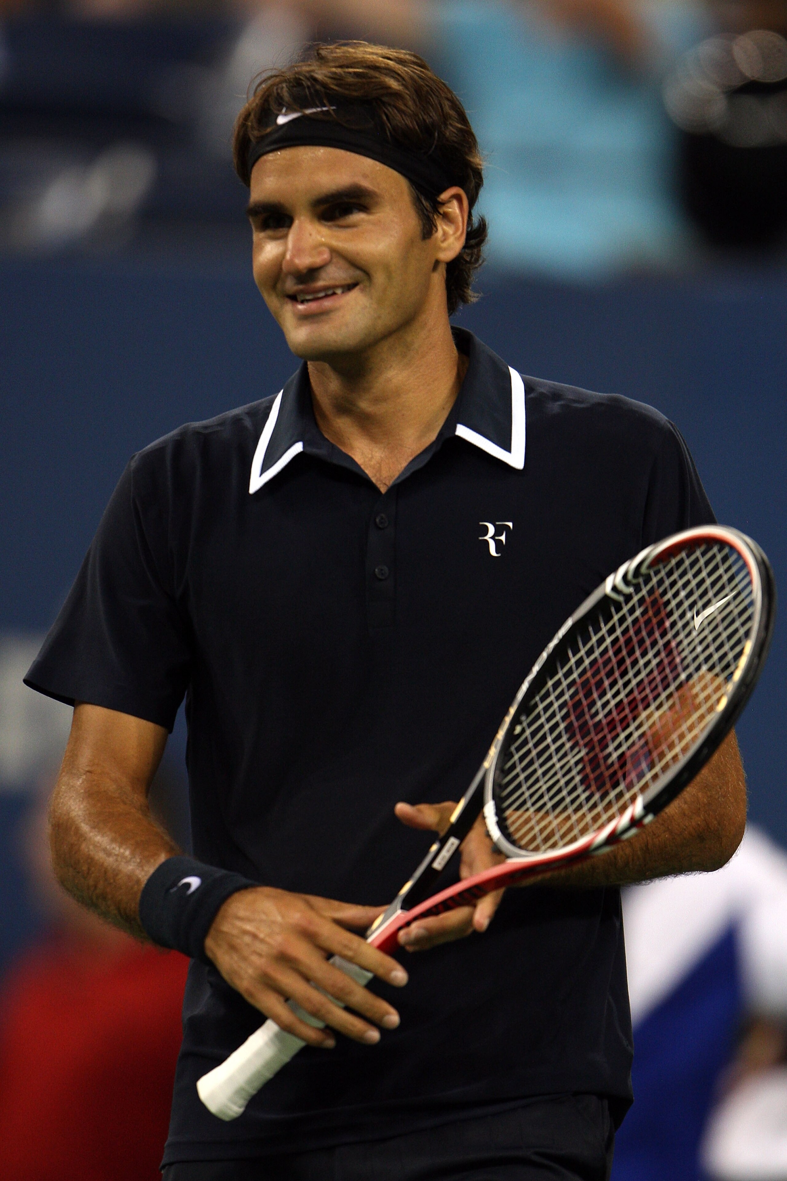 NEW YORK - AUGUST 30:  Roger Federer of Switzerland reacts after a point against Brian Dabul of Argentina during the Men's Singles first round match on day one of the 2010 U.S. Open at the USTA Billie Jean King National Tennis Center on August 30, 2010 in