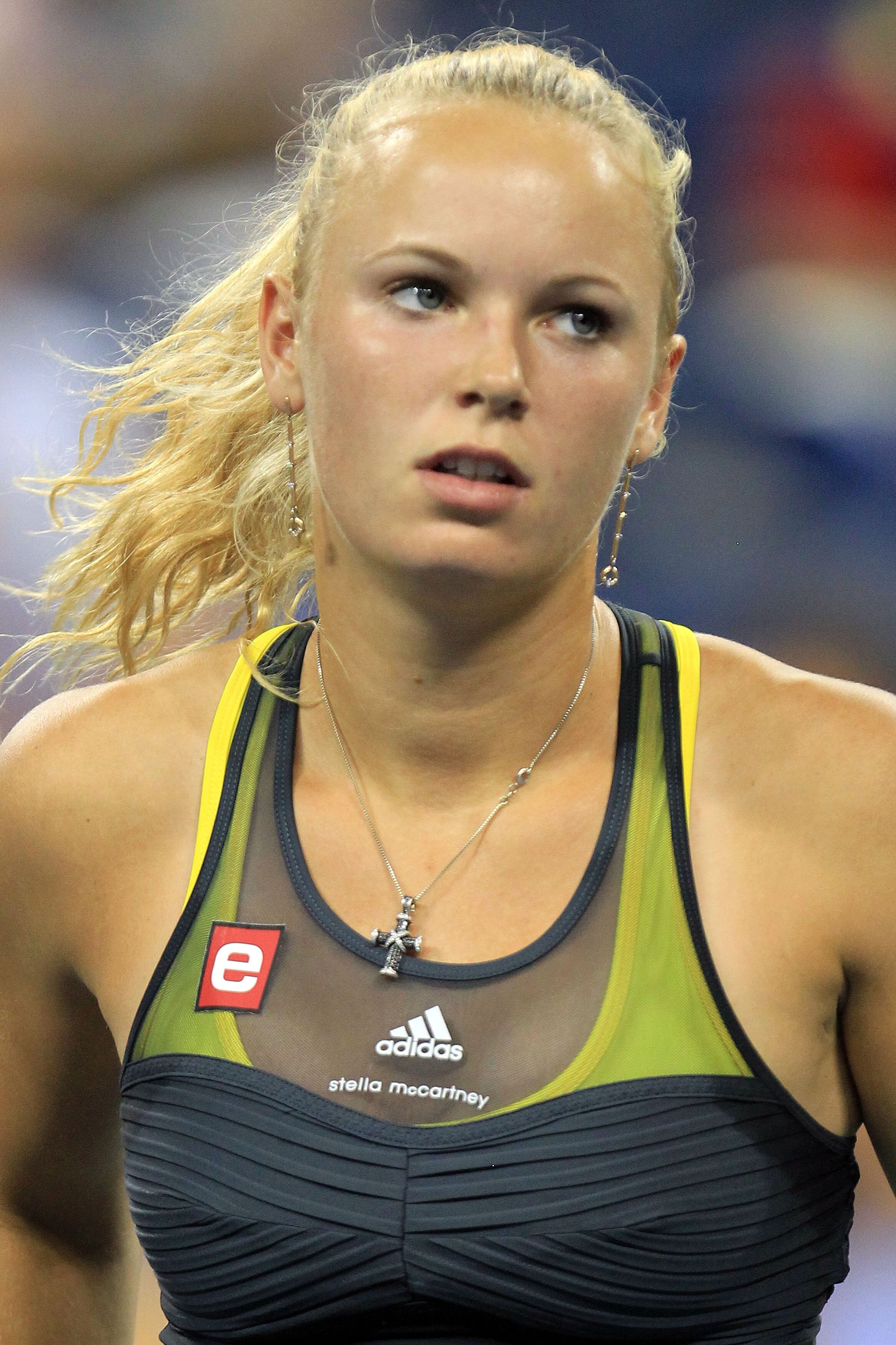 NEW YORK - AUGUST 31: Caroline Wozniacki of Denmark reacts after a point against Chelsey Gullickson of the United States during her first round women's singles match on day two of the 2010 U.S. Open at the USTA Billie Jean King National Tennis Center on NEW YORK - AUGUST 31: Caroline Wozniacki of Denmark reacts after a point against Chelsey Gullickson of the United States during her first round women's singles match on day two of the 2010 U.S. Open at the USTA Billie Jean King National Tennis Center on