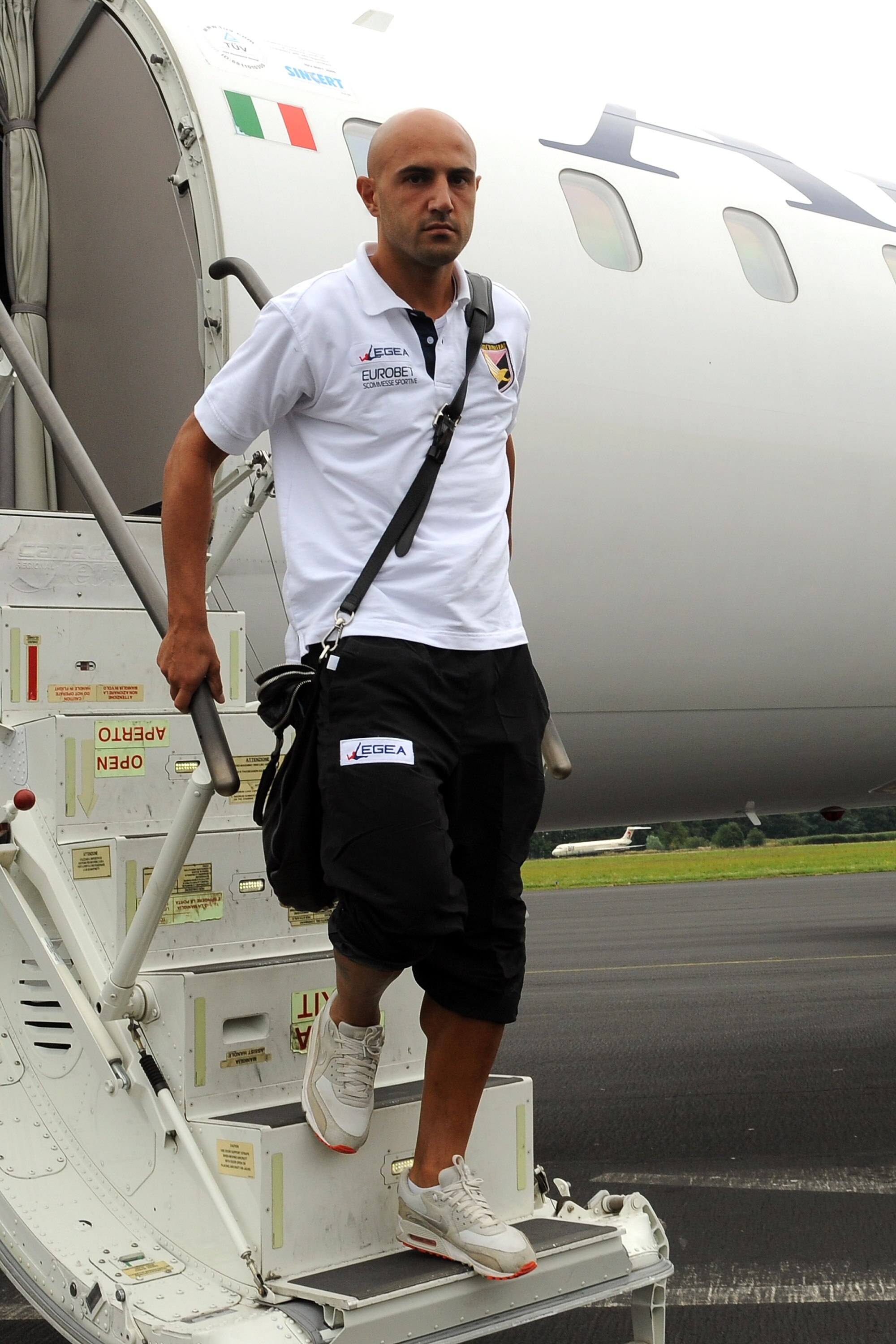MARIBOR, SLOVENIA - AUGUST 25:  Massimo Maccarone of Palermo arrives in Slovenia, ahead of the UEFA Europa League Play Offs Second Leg match against NK Maribor, on August 25, 2010 in Maribor, Slovenia.  (Photo by Tullio M. Puglia/Getty Images)