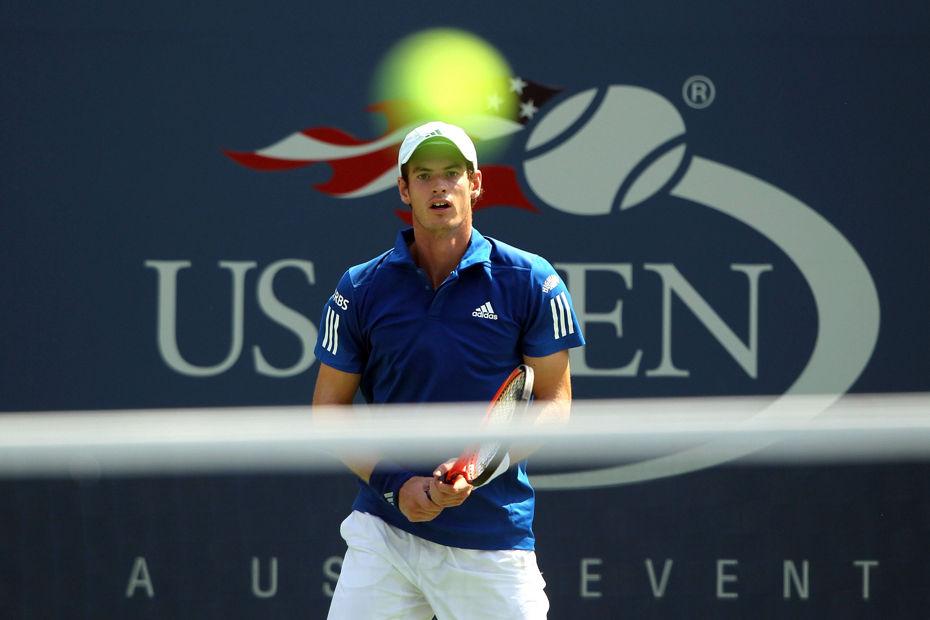 NEW YORK - SEPTEMBER 01:  Andy Murray of Great Britain returns against Lukas Lacko of Slovakia during his men's singles first round match on day three of the 2010 U.S. Open at the USTA Billie Jean King National Tennis Center on September 1, 2010 in the Fl