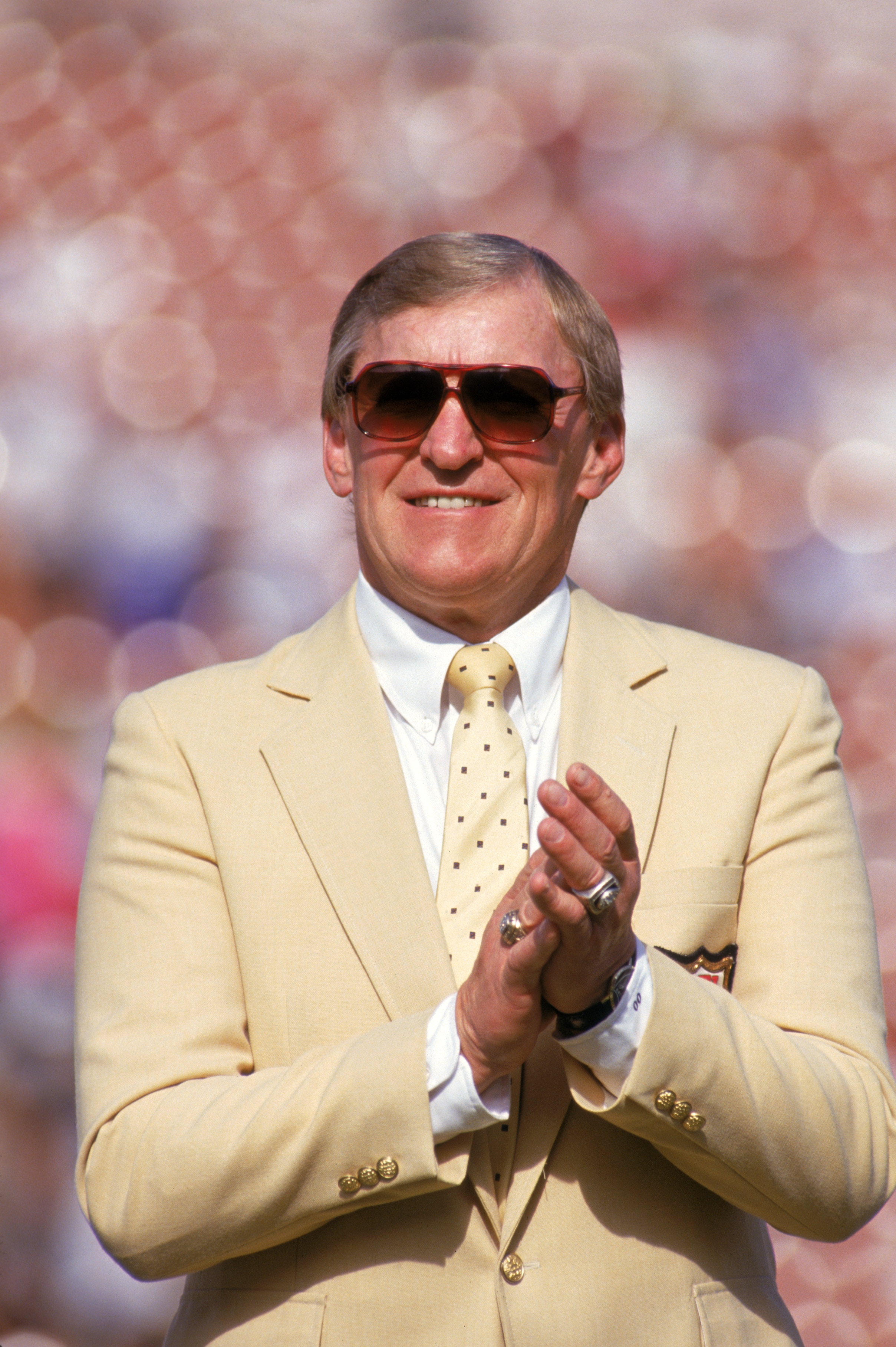 LOS ANGELES - NOVEMBER 11:  Hall of Famer and former Raiders center, Jim Otto, attends a game between the Green Bay Packers and the Los Angeles Raiders at the Los Angeles Memorial Coliseum on November 11, 1990 in Los Angeles, California.  The Packers won 
