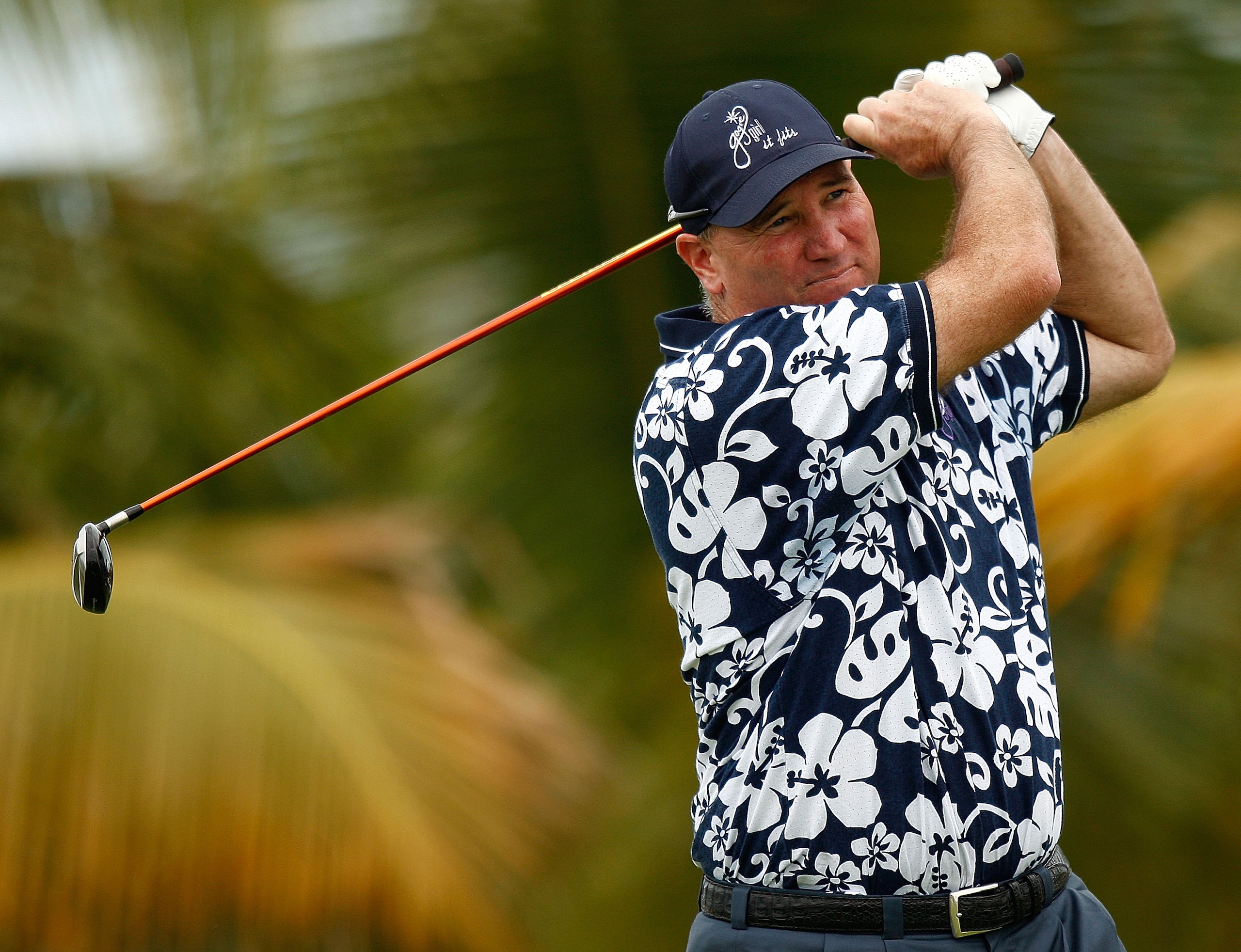 RIO GRANDE, PUERTO RICO - MARCH 21:  Duffy Waldorf hits his tee shot on the 10th hole during the second round of the Puerto Rico Open presented by Banco Popular held on March 21, 2008 at Coco Beach Golf & Country Club in Rio Grande, Puerto Rico.  (Photo b