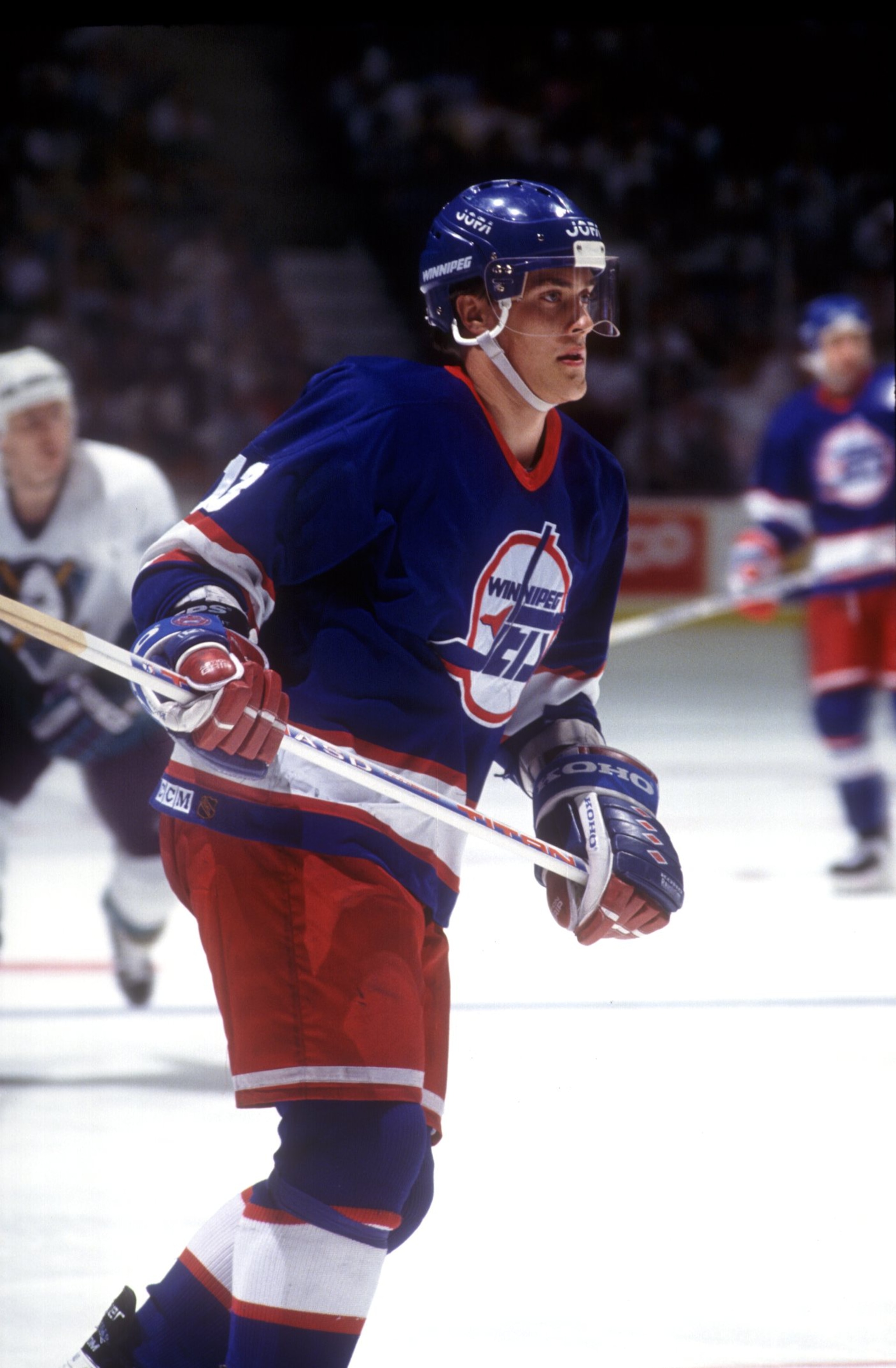WINNIPEG JETS FORWARD TEEMU SELANNE IN ACTION AGAINST THE MIGHTY DUCKS. Mandatory Credit: J.D. Cuban/ALLSPORT