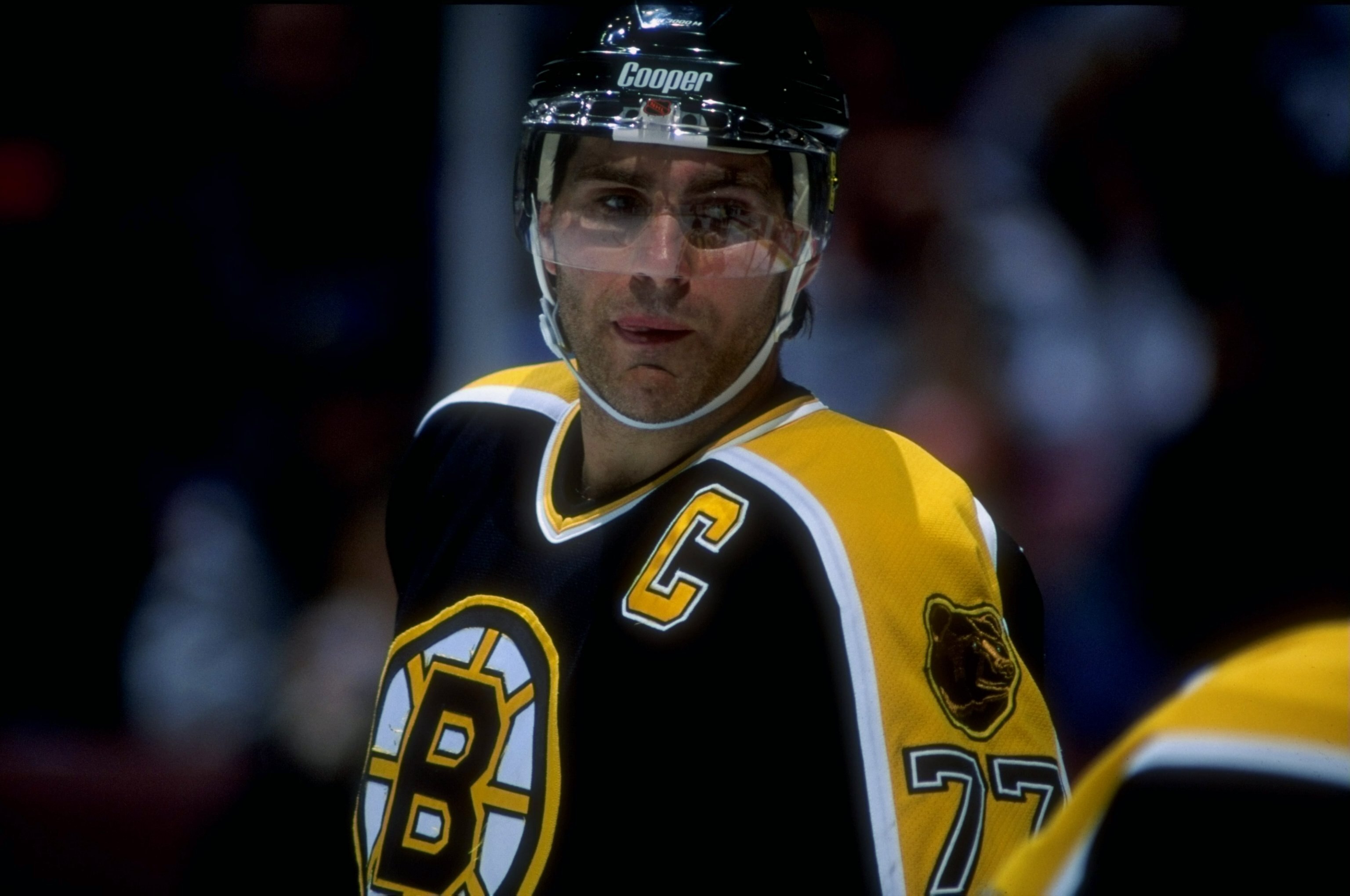 27 Sep 1996:  Defenseman Ray Bourque of the Boston Bruins in action against the Anaheim Mighty Ducks during a game at Arrowhead Pond in Anaheim, California.  The Bruins defeated the Ducks 3-1. Mandatory Credit: Glenn Cratty  /Allsport