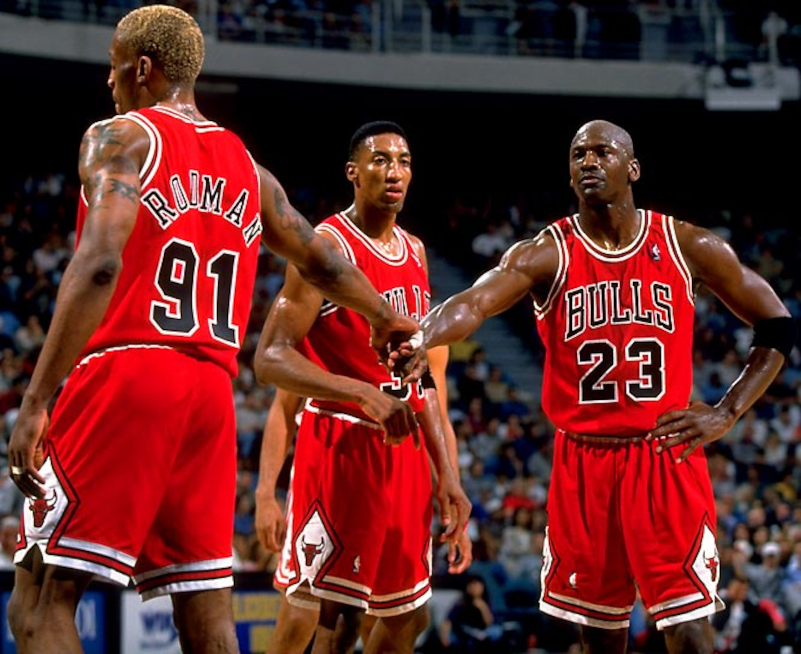 Michael Jordan, Scottie Pippen, and Dennis Rodman