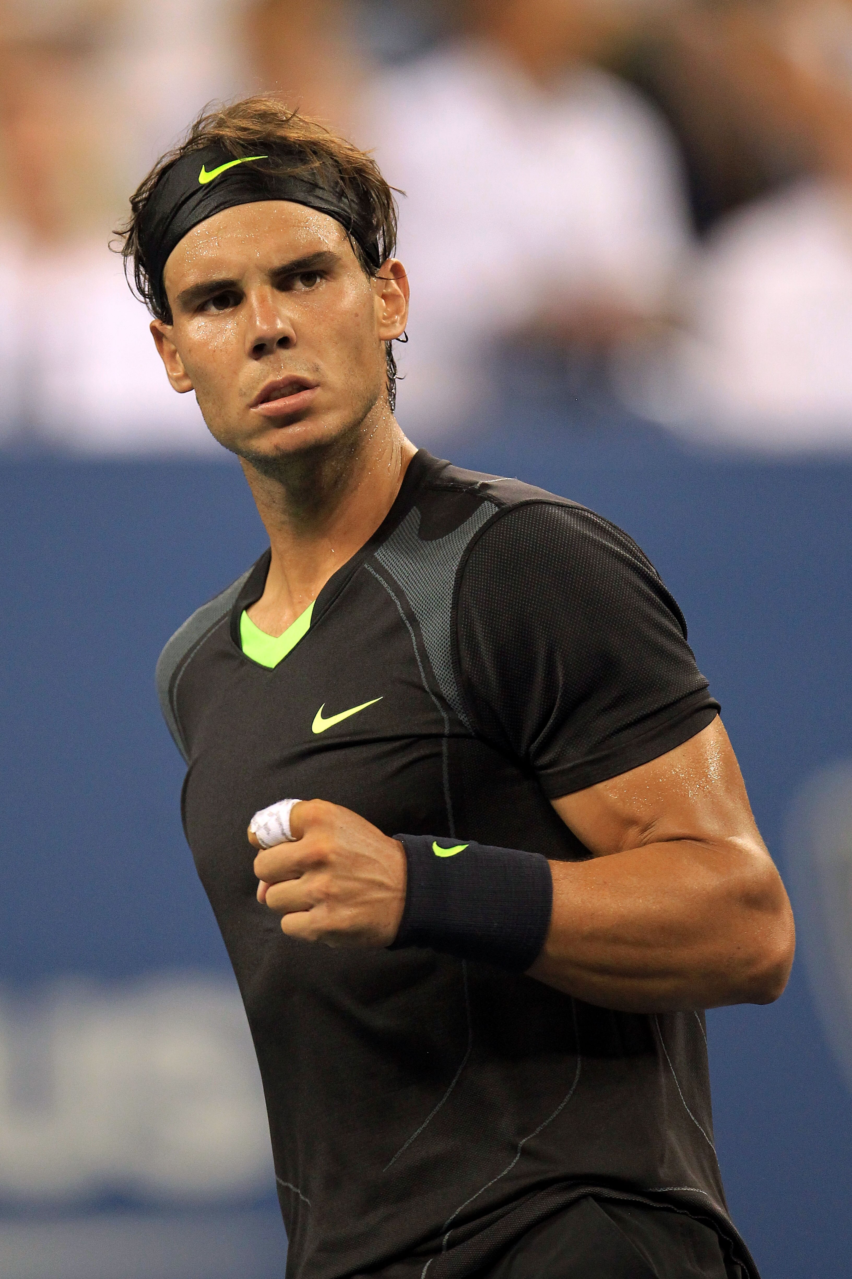 NEW YORK - AUGUST 31:  Rafael Nadal of Spain reacts after a point against Teymuraz Gabashvili of Russia during his first round men's single's match on day two of the 2010 U.S. Open at the USTA Billie Jean King National Tennis Center on August 31, 2010 in