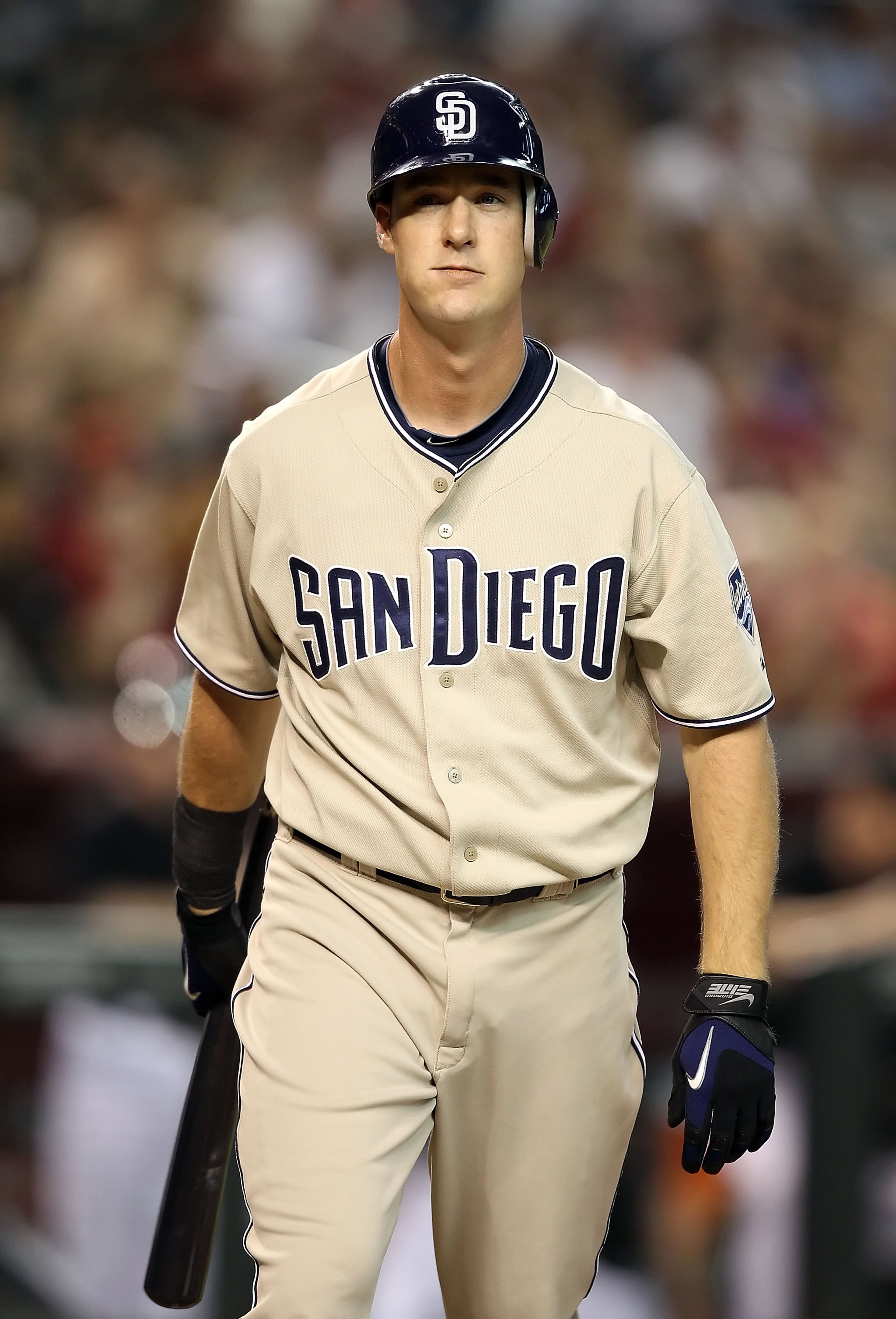 PHOENIX - AUGUST 07: Ryan Ludwick #47 of the San Diego Padres reacts after striking out against the Arizona Diamondbacks during the Major League Baseball game at Chase Field on August 7, 2010 in Phoenix, Arizona. The Diamondbacks defeated the Padres 6-5. PHOENIX - AUGUST 07: Ryan Ludwick #47 of the San Diego Padres reacts after striking out against the Arizona Diamondbacks during the Major League Baseball game at Chase Field on August 7, 2010 in Phoenix, Arizona. The Diamondbacks defeated the Padres 6-5.