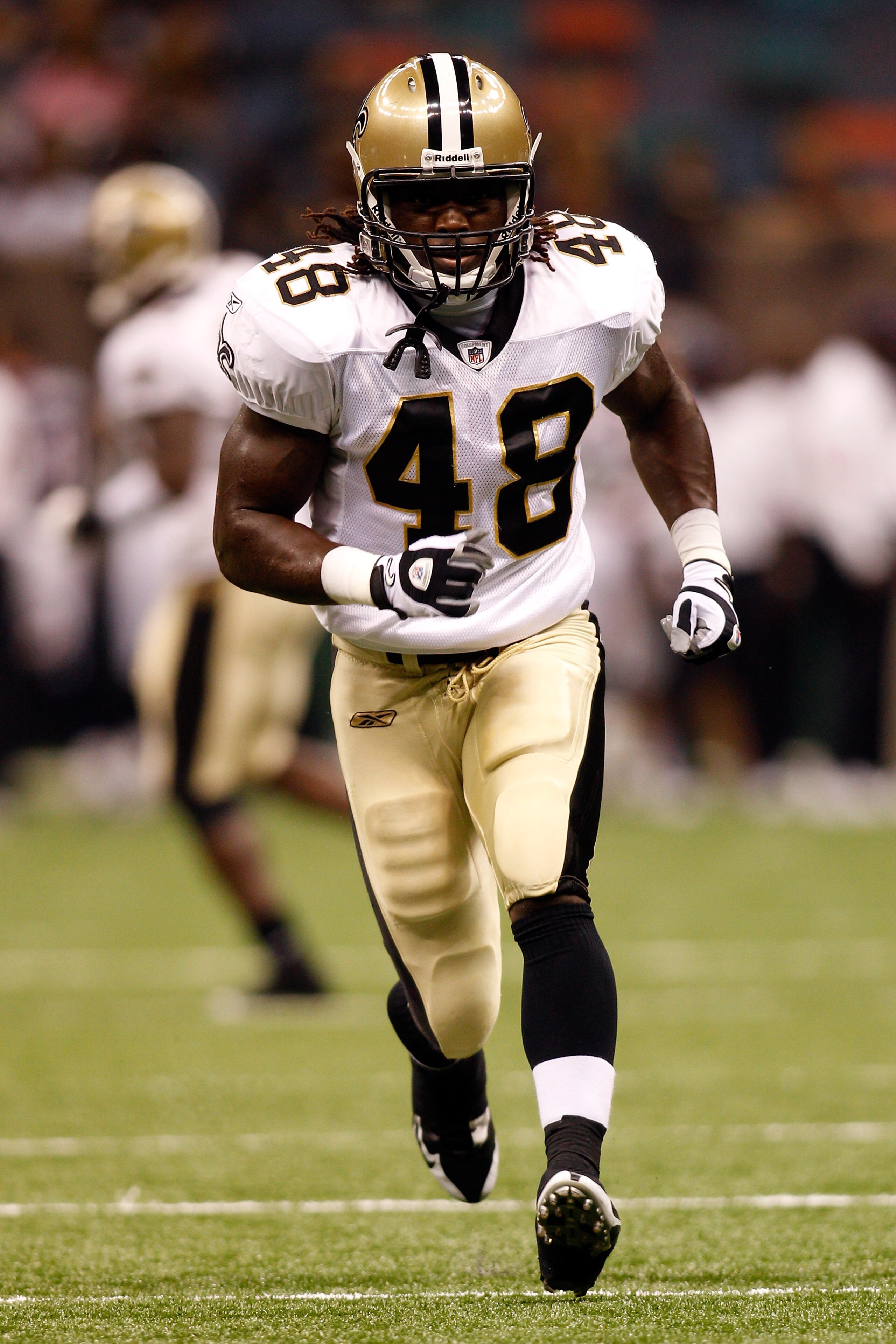 NEW ORLEANS - AUGUST 21:   Chris Ivory #48 of the New Orleans Saints warms up during pregame before playing the Houston Texans at the Louisiana Superdome on August 21, 2010 in New Orleans, Louisiana.  (Photo by Chris Graythen/Getty Images)