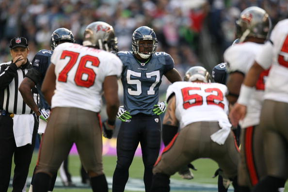 SEATTLE - DECEMBER 20:  David Hawthorne #57 of the Seattle Seahawks looks on during their game against the Tampa Bay Buccaneers on December 20, 2009 at Qwest Field in Seattle, Washington. The Buccaneers defeated the Seahawks 24-7. (Photo by Otto Greule Jr