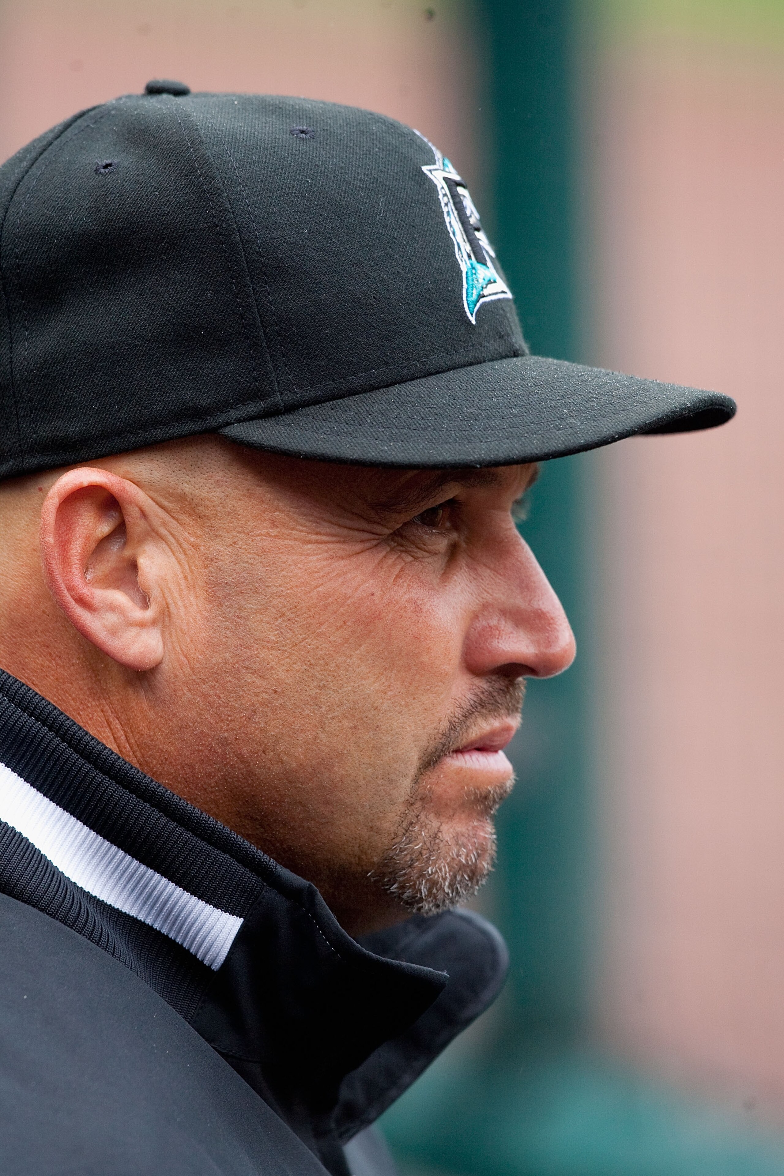 ST. LOUIS - MAY 20: Manager Fredi Gonzalez #33 of the Florida Marlins looks on from the dugout against the St. Louis Cardinals at Busch Stadium on May 20, 2010 in St. Louis, Missouri.  The Cardinals beat the Marlins 4-2.  (Photo by Dilip Vishwanat/Getty I