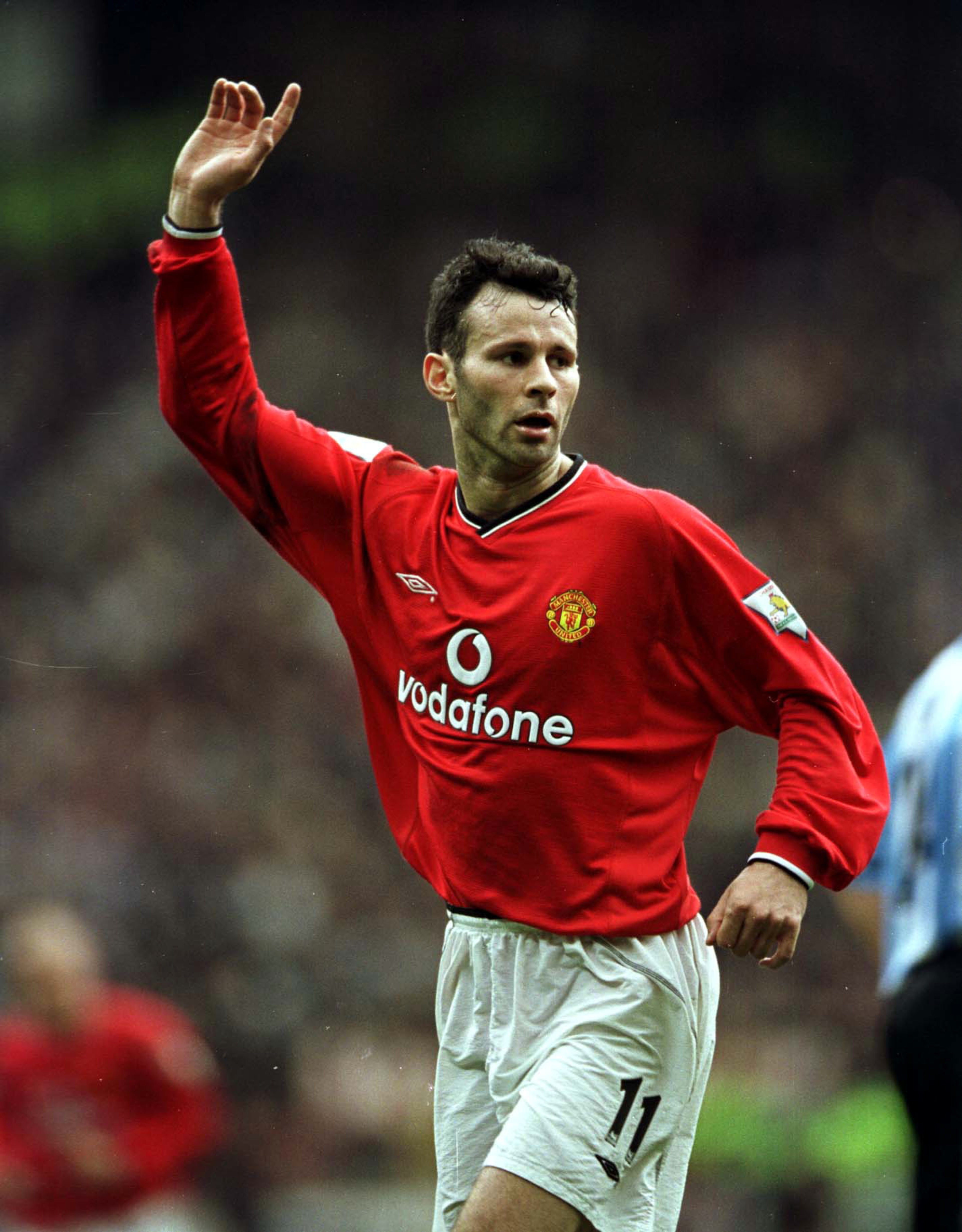 14 Apr 2001:  Ryan Giggs of Man Utd celebrates after scoring the third goal during the Manchester United v Coventry City FA Carling Premiership match at Old Trafford, Manchester. Mandatory Credit: Clive Brunskill/ALLSPORT
