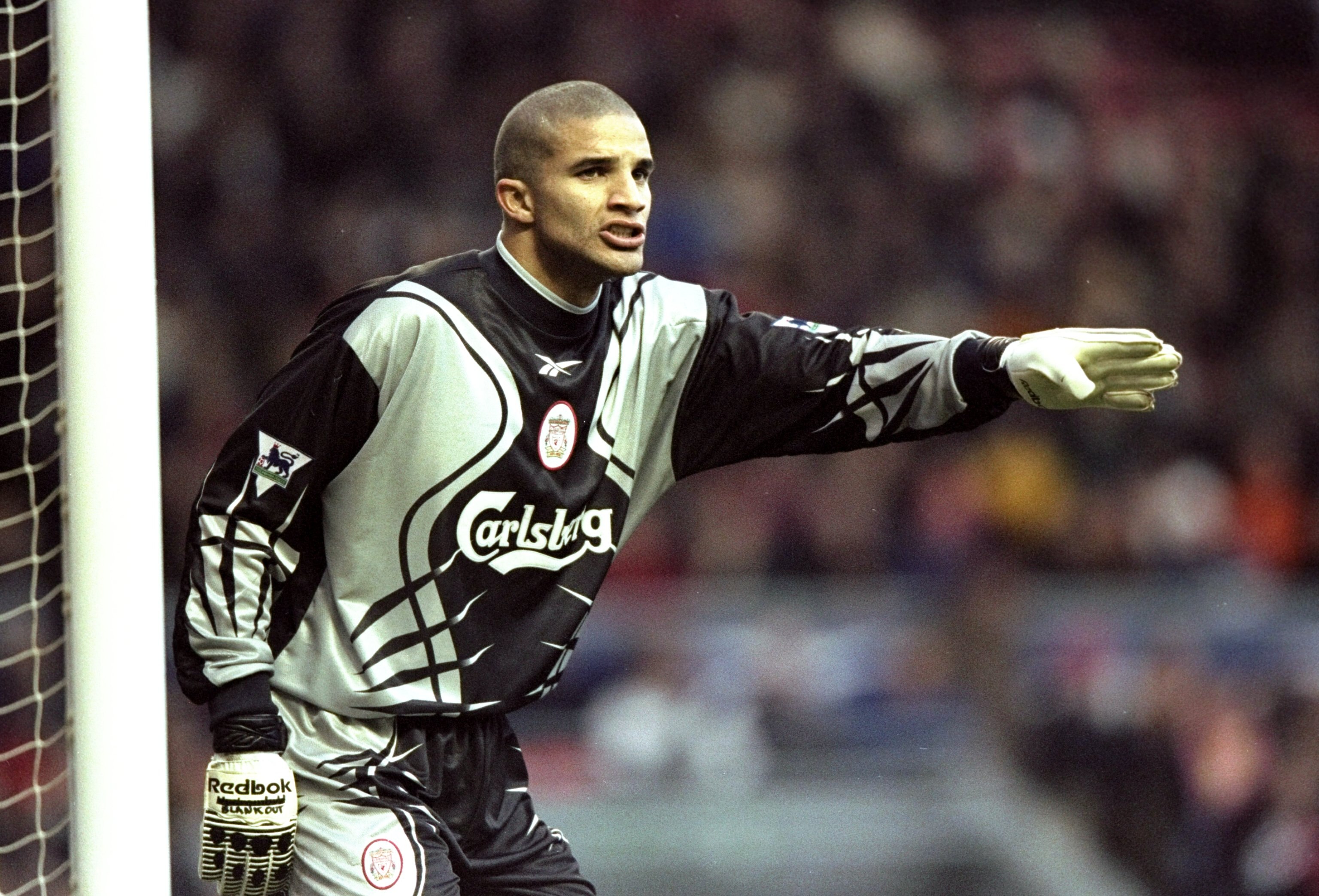 19 Dec 1998:  David James in goal for Liverpool against Sheffield Wednesday in the FA Carling Premiership match at Anfield in Liverpool, England. Liverpool won 2-0. \ Mandatory Credit: Clive Brunskill /Allsport