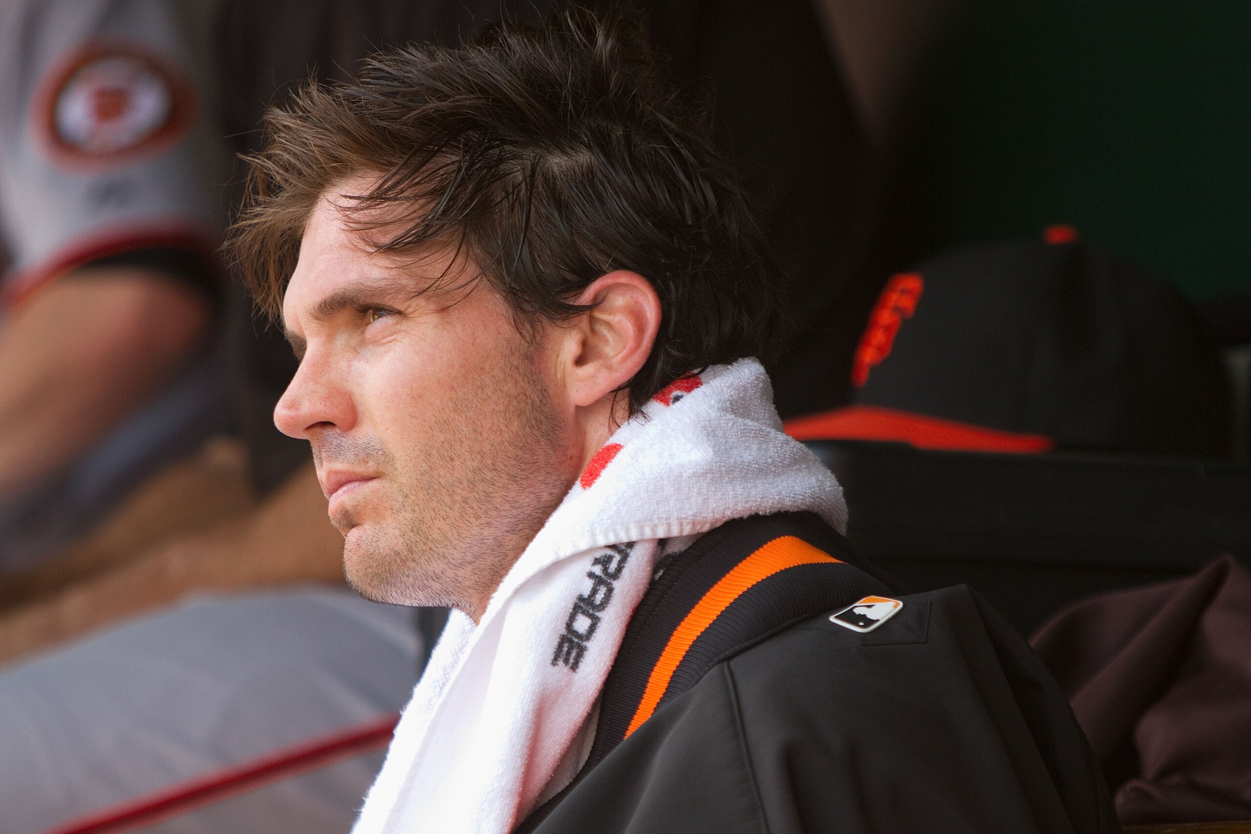 ST. LOUIS - AUGUST 22: Starter Barry Zito #75 of the San Francisco Giants looks on from the dugout against the St. Louis Cardinals at Busch Stadium on August 22, 2010 in St. Louis, Missouri.  (Photo by Dilip Vishwanat/Getty Images)