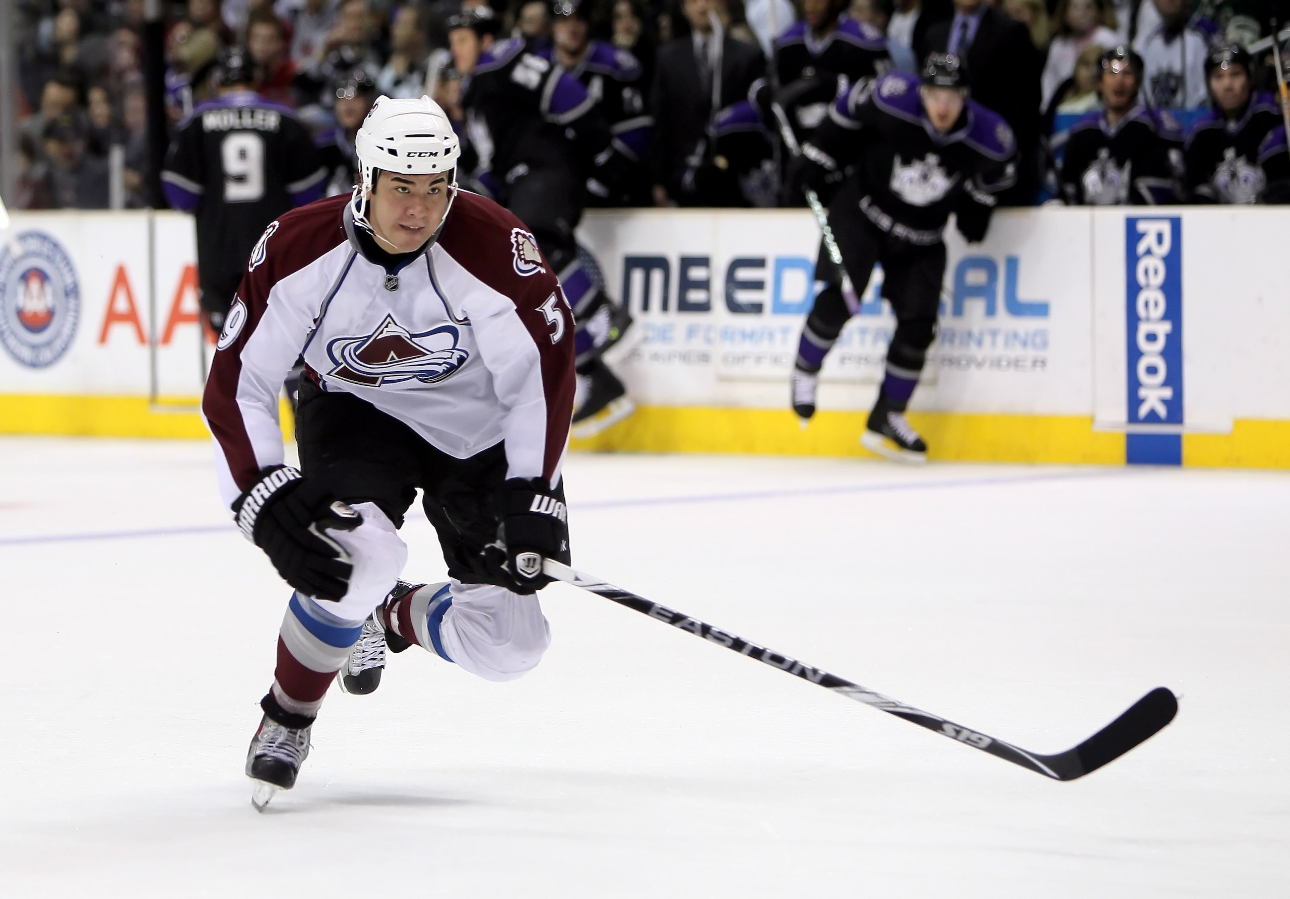 LOS ANGELES, CA - FEBRUARY 13:  Brandon Yip #59 of the Colorado Avalanche skates against the Los Angeles Kings at Staples Center on February 13, 2010 in Los Angeles, California.  (Photo by Jeff Gross/Getty Images)