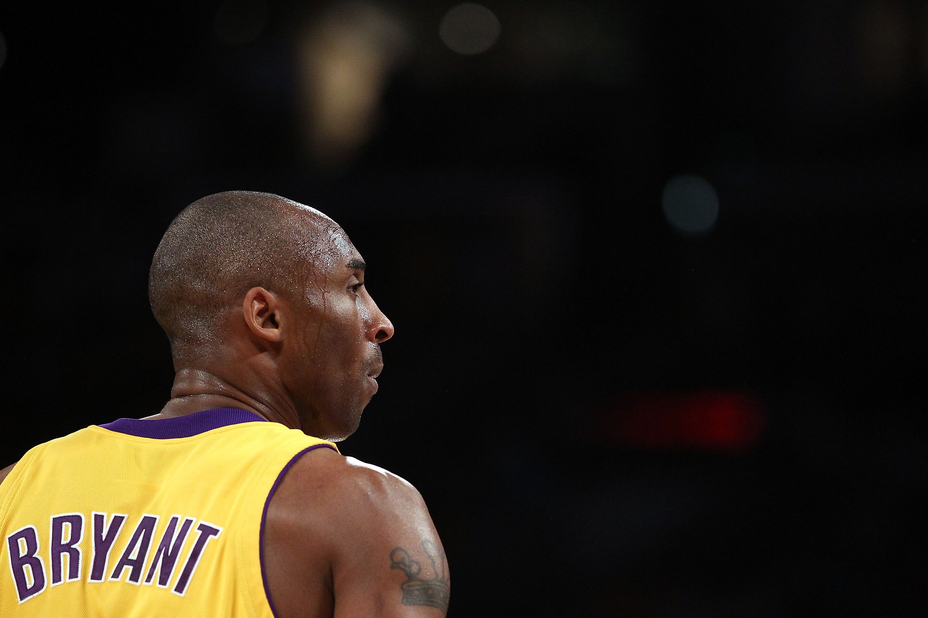 LOS ANGELES, CA - JUNE 17:  Kobe Bryant #24 of the Los Angeles Lakers looks on in Game Seven of the 2010 NBA Finals against the Boston Celtics at Staples Center on June 17, 2010 in Los Angeles, California.  NOTE TO USER: User expressly acknowledges and ag