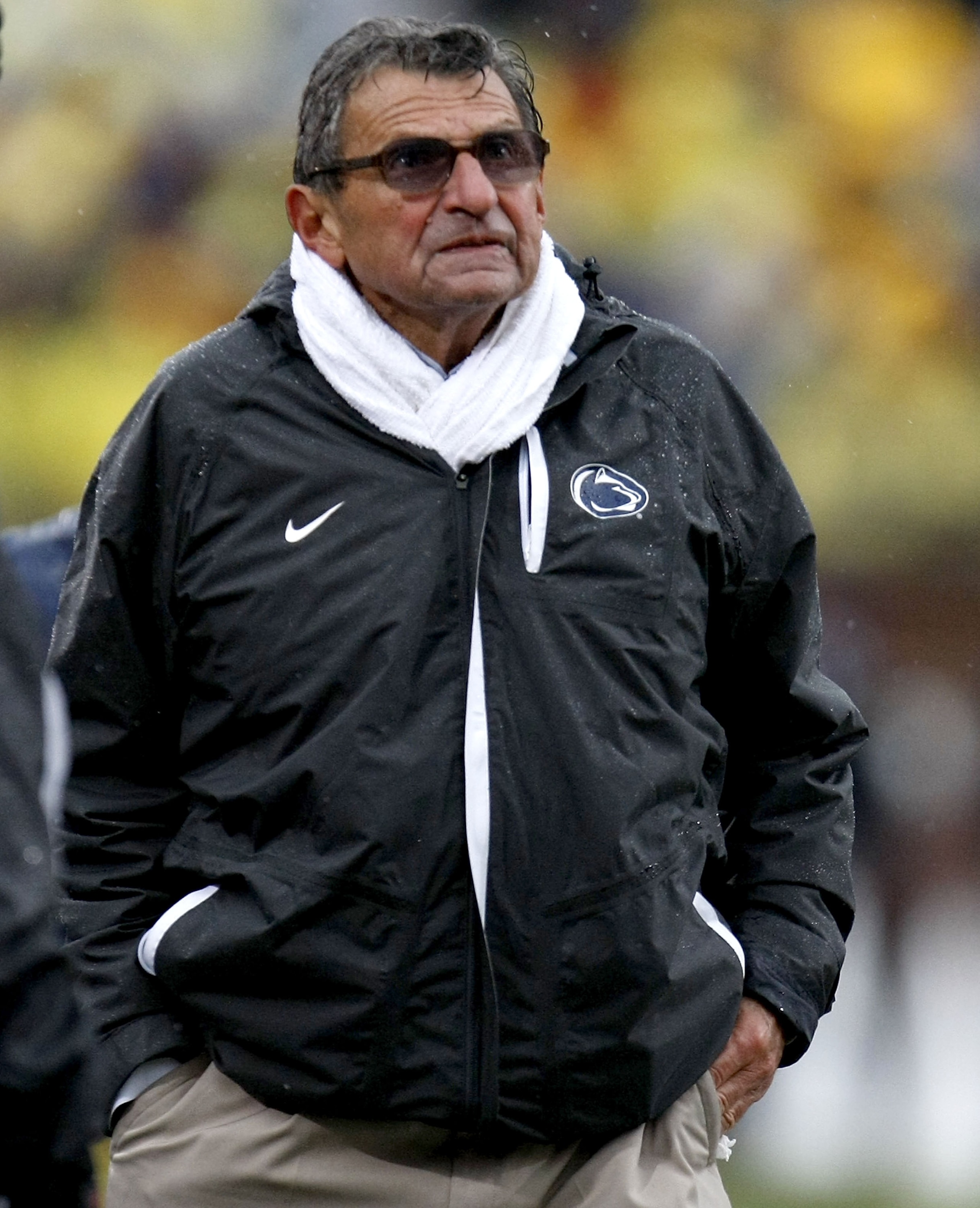 ANN ARBOR, MI - OCTOBER 24: Head Coach Joe Paterno of the Penn State Nittany Lions looks on while playing the Michigan Wolverines on October 24, 2009 at Michigan Stadium in Ann Arbor, Michigan. Penn State won the game 35-10. (Photo by Gregory Shamus/Getty ANN ARBOR, MI - OCTOBER 24: Head Coach Joe Paterno of the Penn State Nittany Lions looks on while playing the Michigan Wolverines on October 24, 2009 at Michigan Stadium in Ann Arbor, Michigan. Penn State won the game 35-10. (Photo by Gregory Shamus/Getty