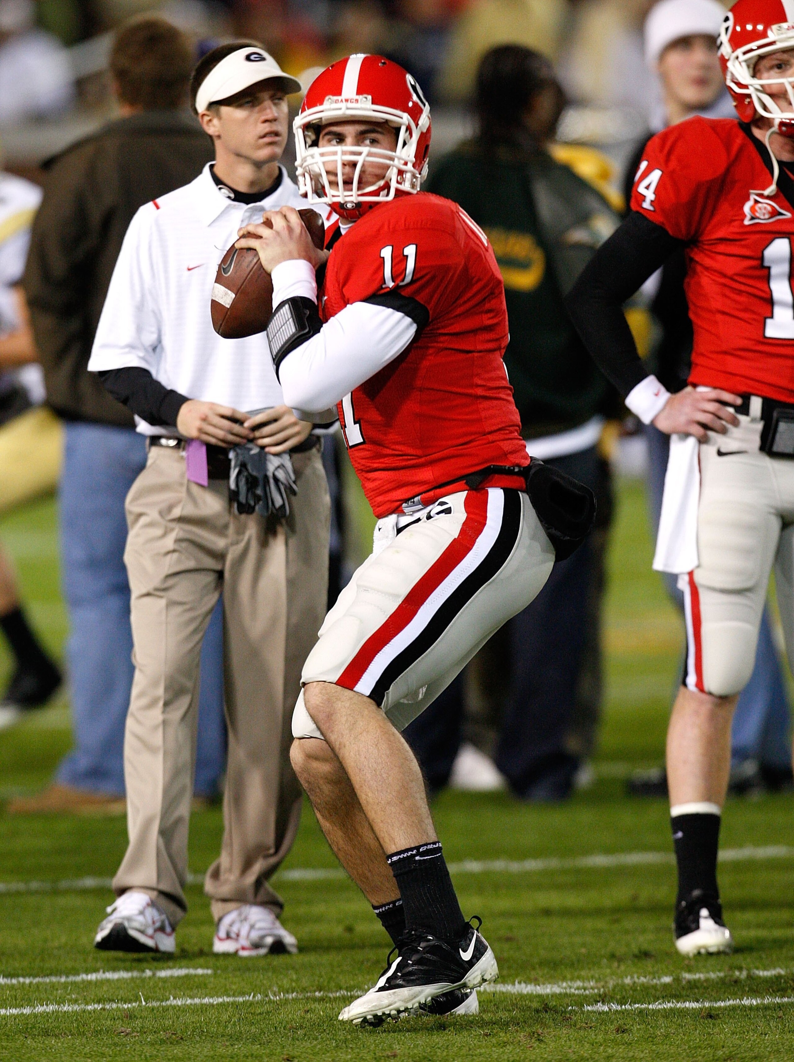 ATLANTA - NOVEMBER 28:  Backup quarterback Aaron Murray #11 of the Georgia Bulldogs against the Georgia Tech Yellow Jackets at Bobby Dodd Stadium on November 28, 2009 in Atlanta, Georgia.  (Photo by Kevin C. Cox/Getty Images)