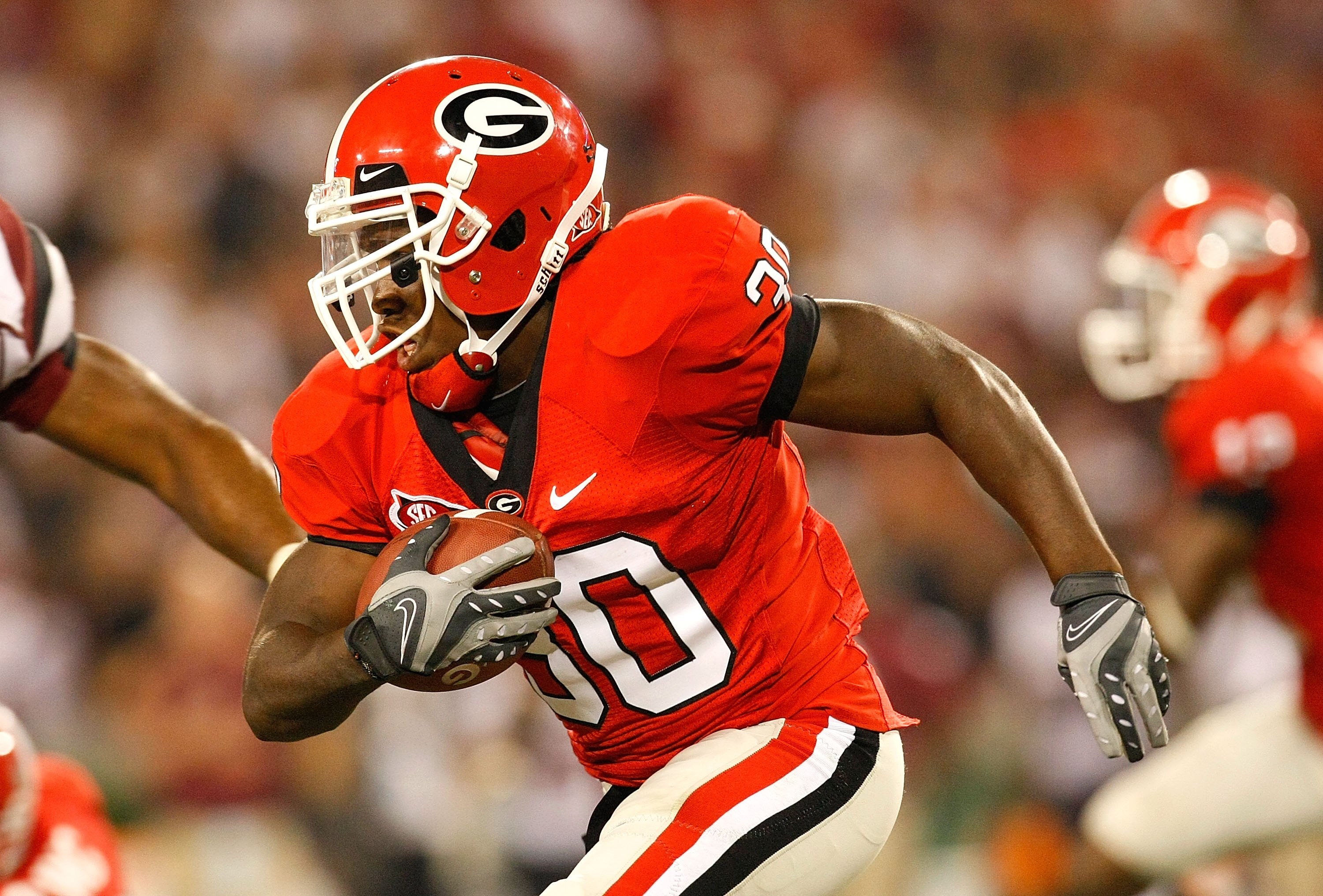 ATHENS, GA - SEPTEMBER 12:  Carlton Thomas #30 of the Georgia Bulldogs against the South Carolina Gamecocks at Sanford Stadium on September 12, 2009 in Athens, Georgia.  (Photo by Kevin C. Cox/Getty Images)