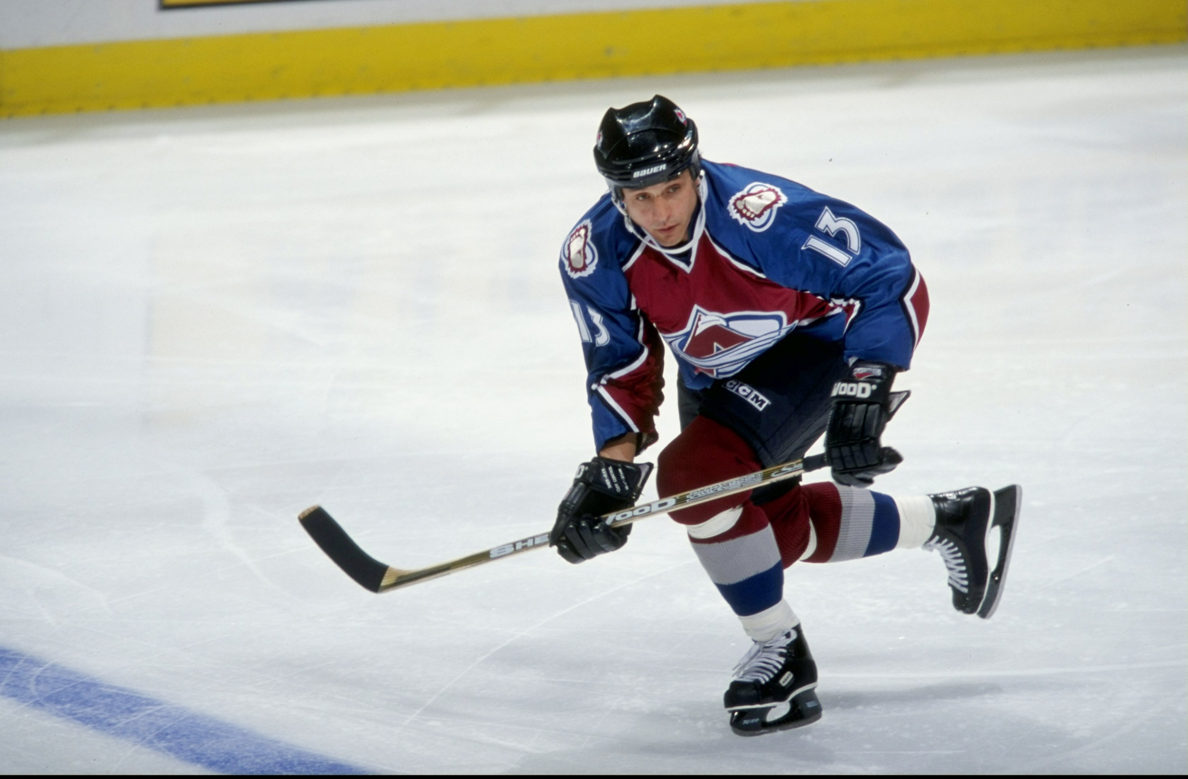 27 Jan 1999: Valeri Kamensky #13 of the Colorado Avalanche skates during the game against the Anaheim Mighty Ducks at the Arrowhead Pond in Anaheim, California. The Avalanche defeated the Ducks 4-3. Mandatory Credit: Elsa Hasch  /Allsport