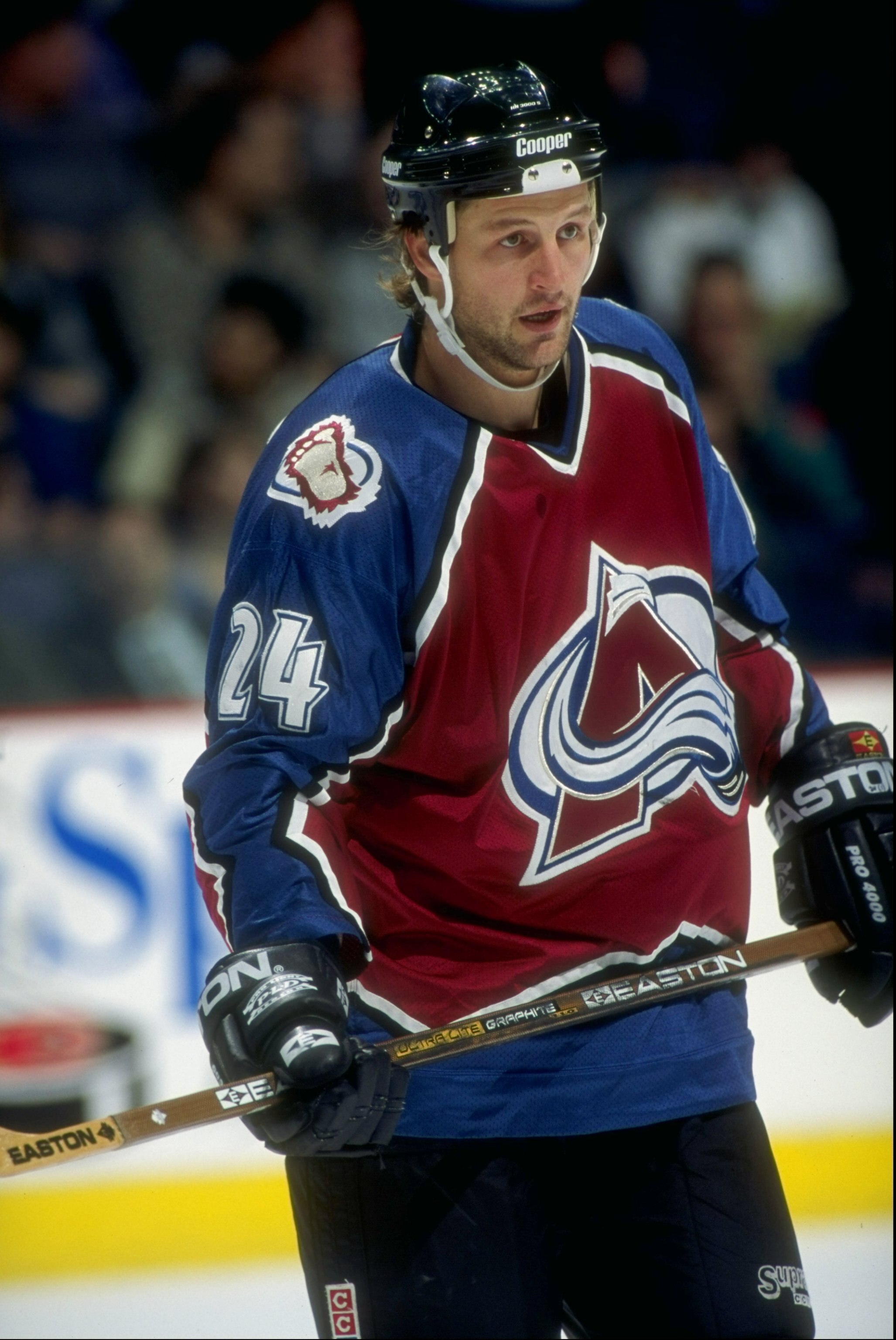 Oct 1996:  Jon Klemm #24 of the Colorado Avalnche in action during a game against the Calgary Flames at the Canadien Airlines Saddledome in Calgary, Canada. Mandatory Credit: Ian Tomlinson  /Allsport