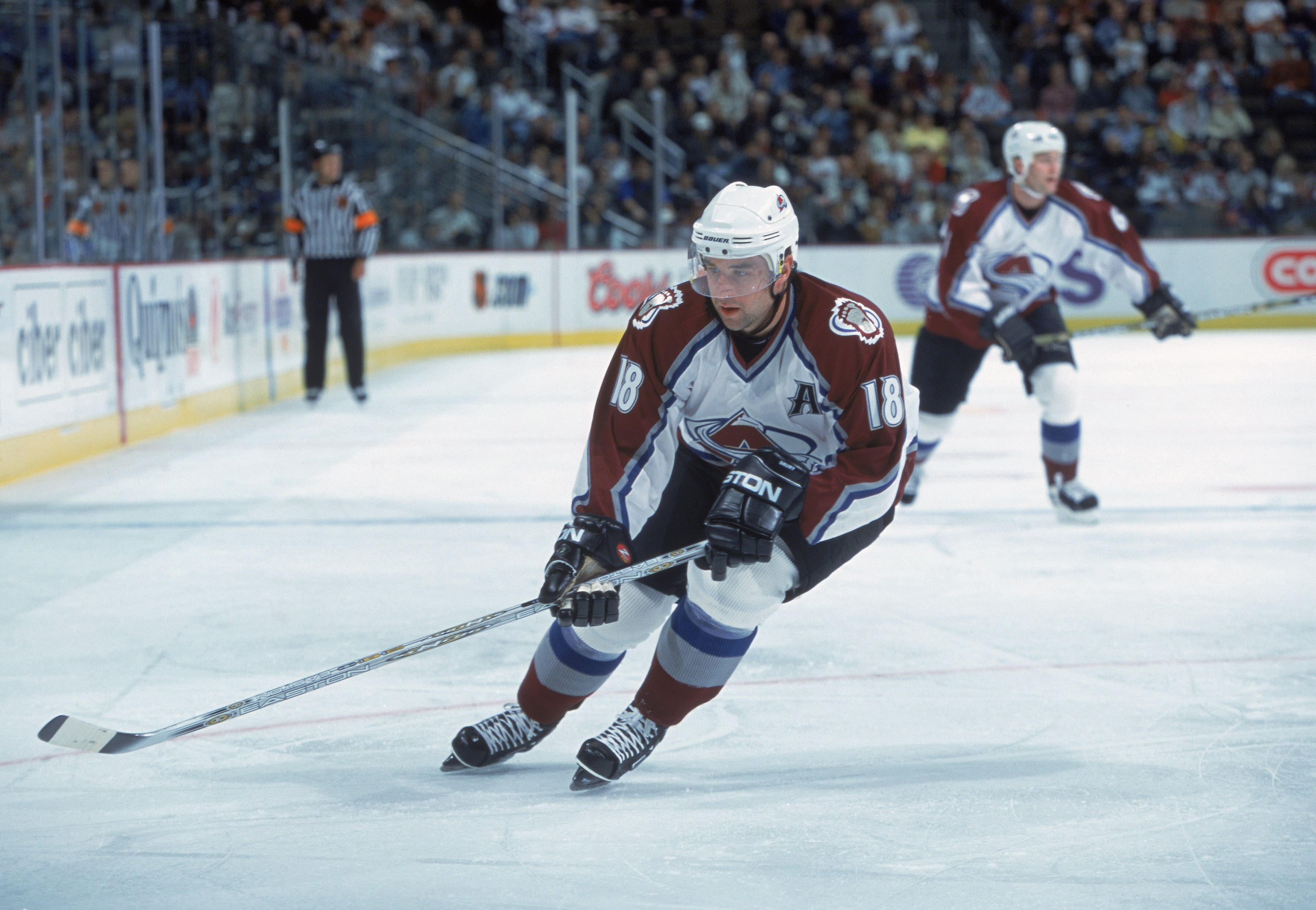 16 Oct 2001:  Center Chris Drury #18 of the Colorado Avalanche skates on the ice during the NHL game against the Tampa Bay Lightning at the Pepsi Center in Denver, Colorado.  The Avalanche defeated the Lightning 2-1.  Mandatory Credit:  Nevin Reid/Allspor