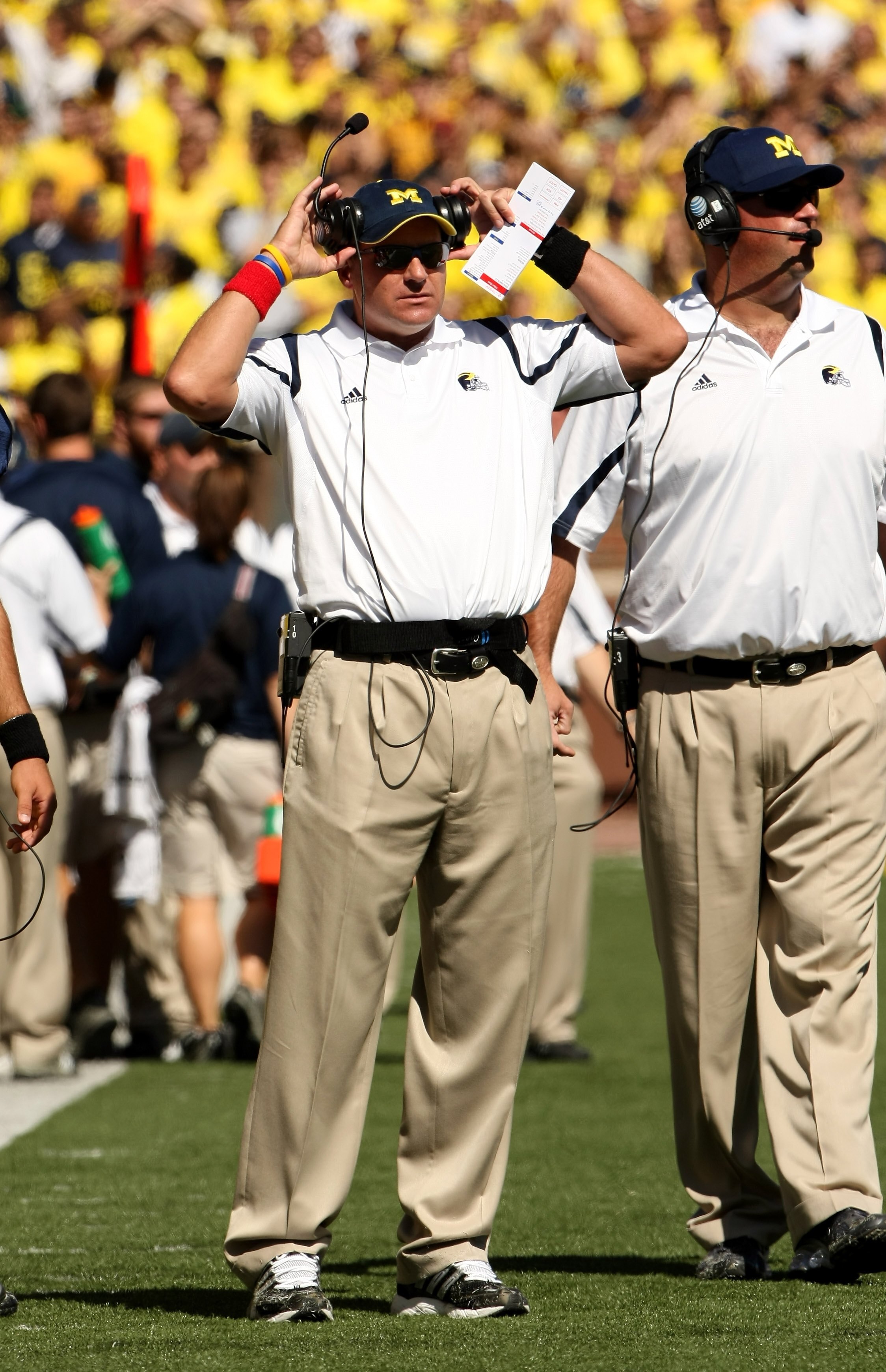 ANN ARBOR, MI - SEPTEMBER 19:  Head coach Rich Rodriguez of the Michigan Wolverines on the sidelines during the game with the Eastern Michigan Eagles at Michigan Stadium on September 19, 2009 in Ann Arbor, Michigan.  (Photo by Stephen Dunn/Getty Images)