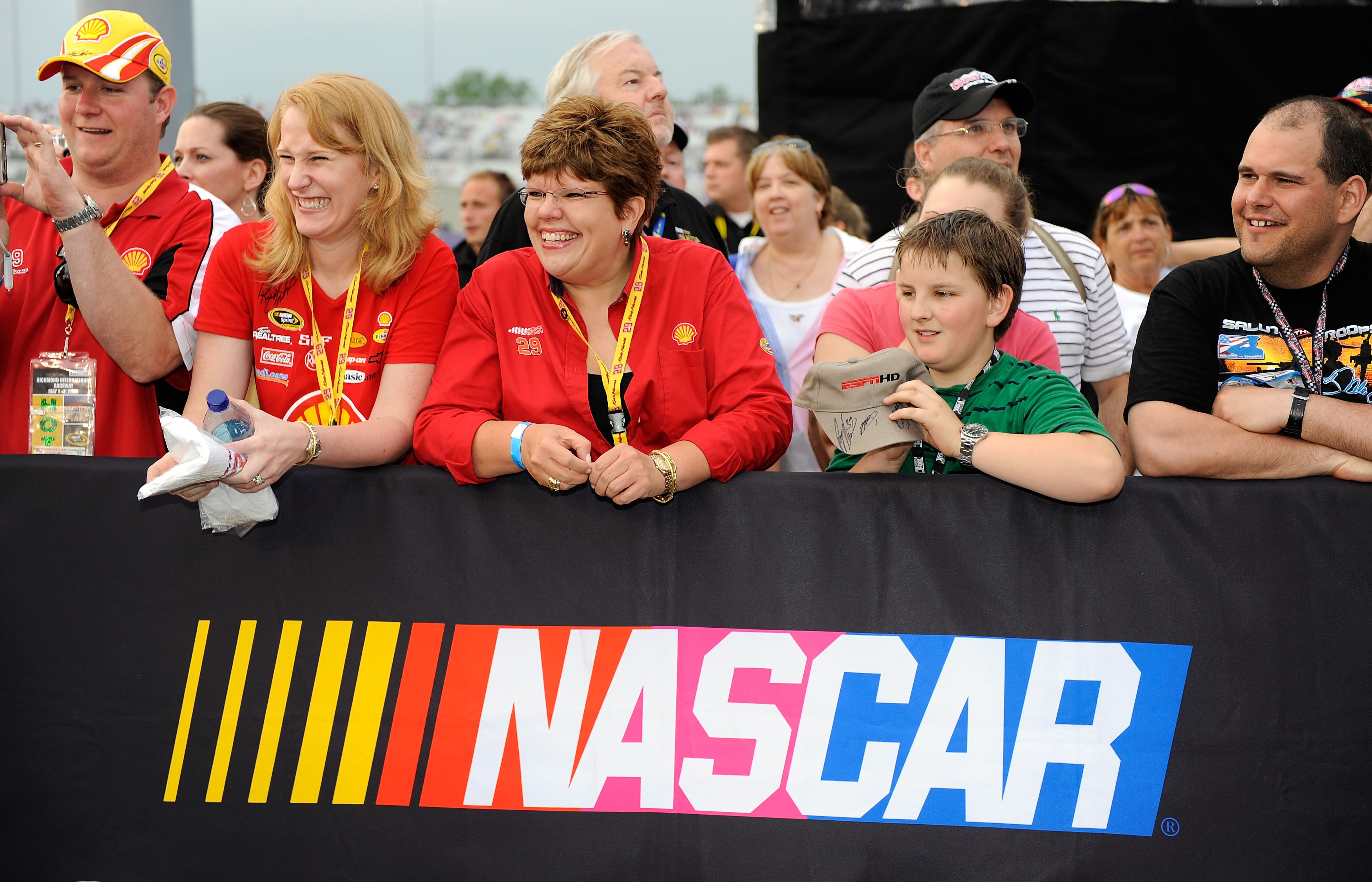 RICHMOND, VA - MAY 02:  NASCAR fans watch the pregame festivities during the NASCAR Sprint Cup Series Crown Royal Presents the Russ Friedman 400 at Richmond International Raceway on May 2, 2009 in Richmond, Virginia.  (Photo by Rusty Jarrett/Getty Images