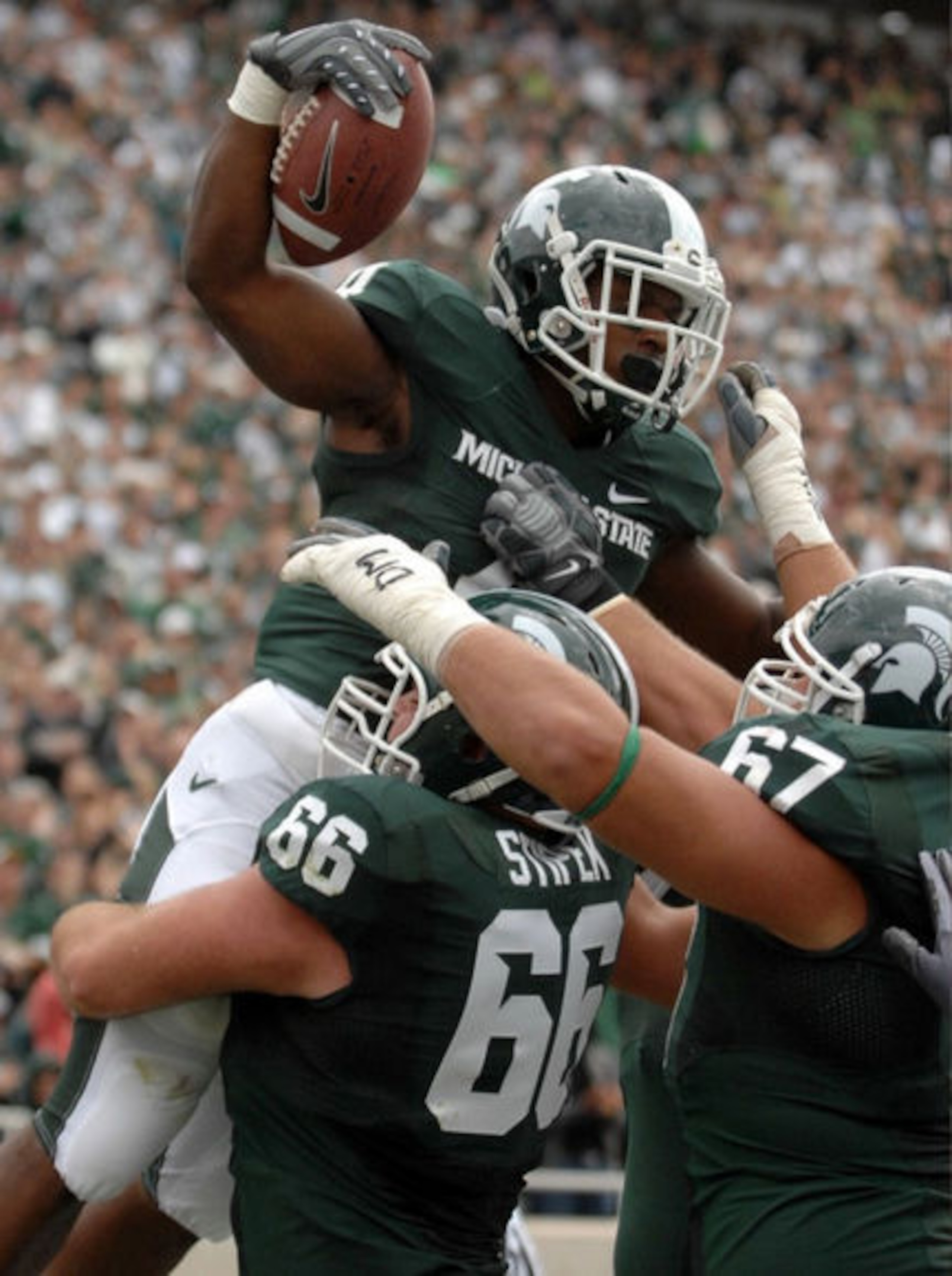 Edwin Baker Led The Rushing Attack For MSU In Week One, But Freshman Le'veon Bell Broke The Century Mark As Well