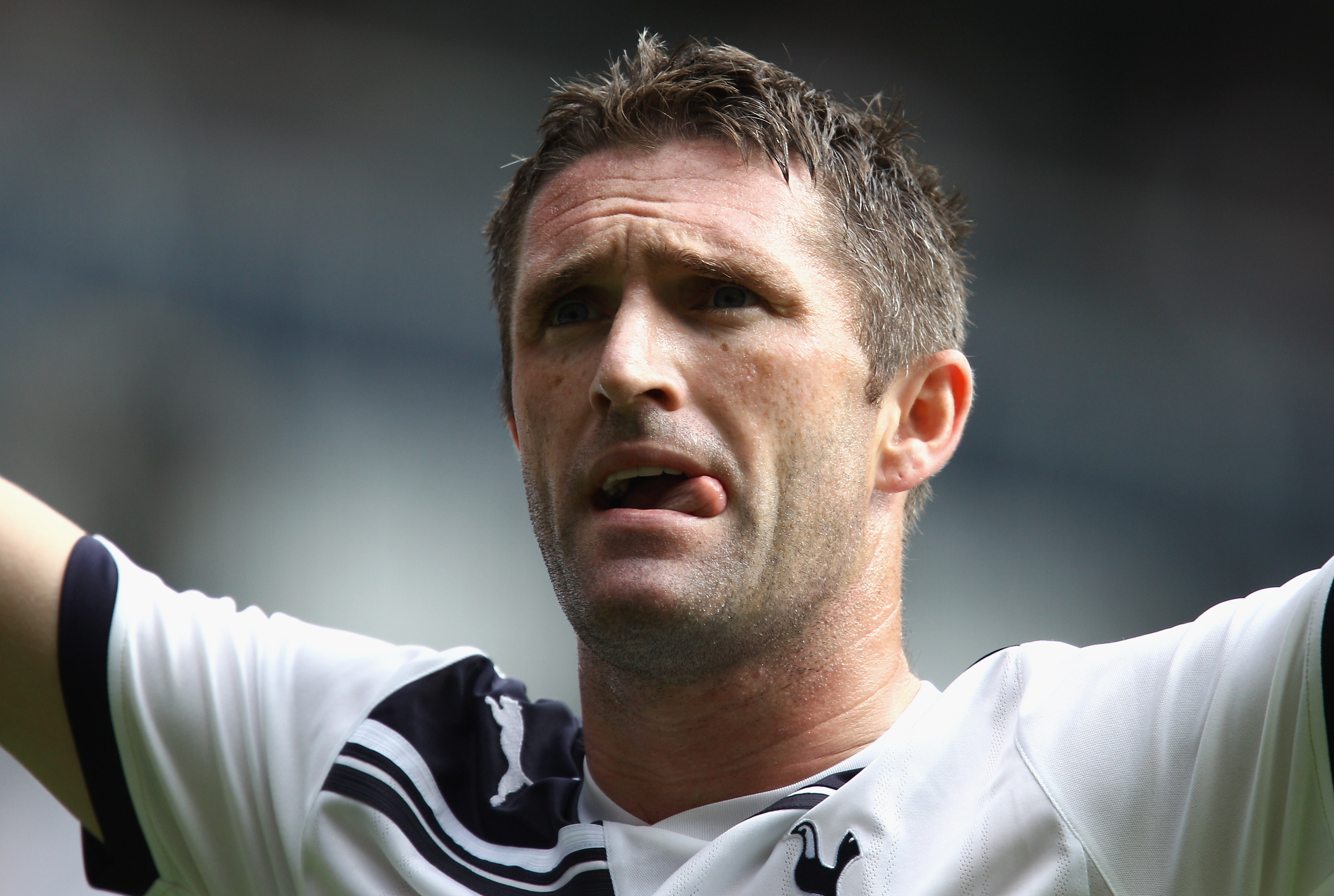 LONDON, ENGLAND - AUGUST 07:  Robbie Keane of Tottenham Hotspur celebrates scoring his first goal during the pre-season friendly match between Tottenham Hotspur and Fiorentina at White Hart Lane on August 7, 2010 in London, England.  (Photo by Paul Gilham