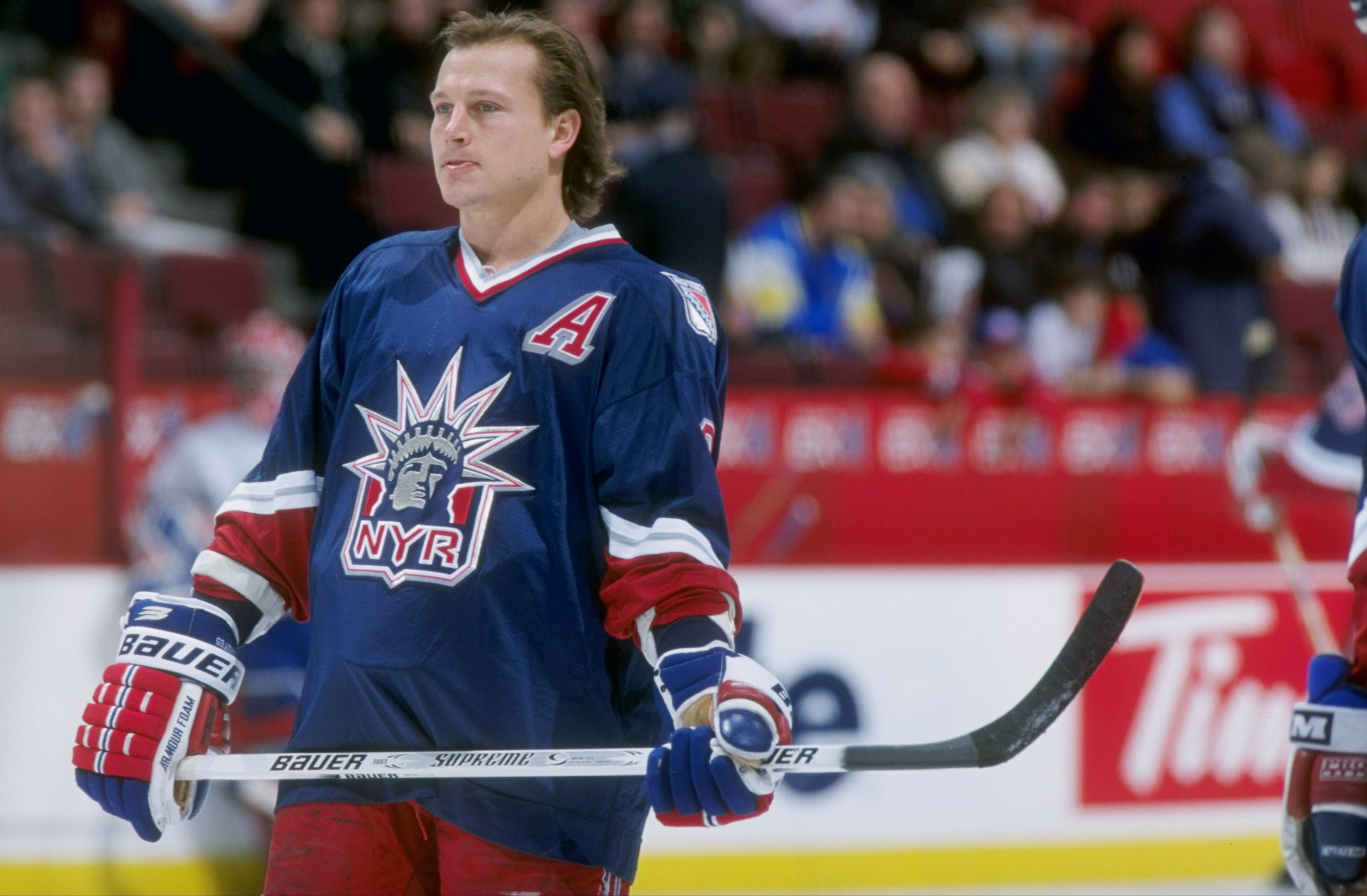 6 Dec 1997:  Adam Graves #9 of the New York Rangers during the Rangers 3-3 tie with the Montreal Canadiens at the Molson Center in Montreal, Canada. Mandatory Credit: Robert Laberge  /Allsport