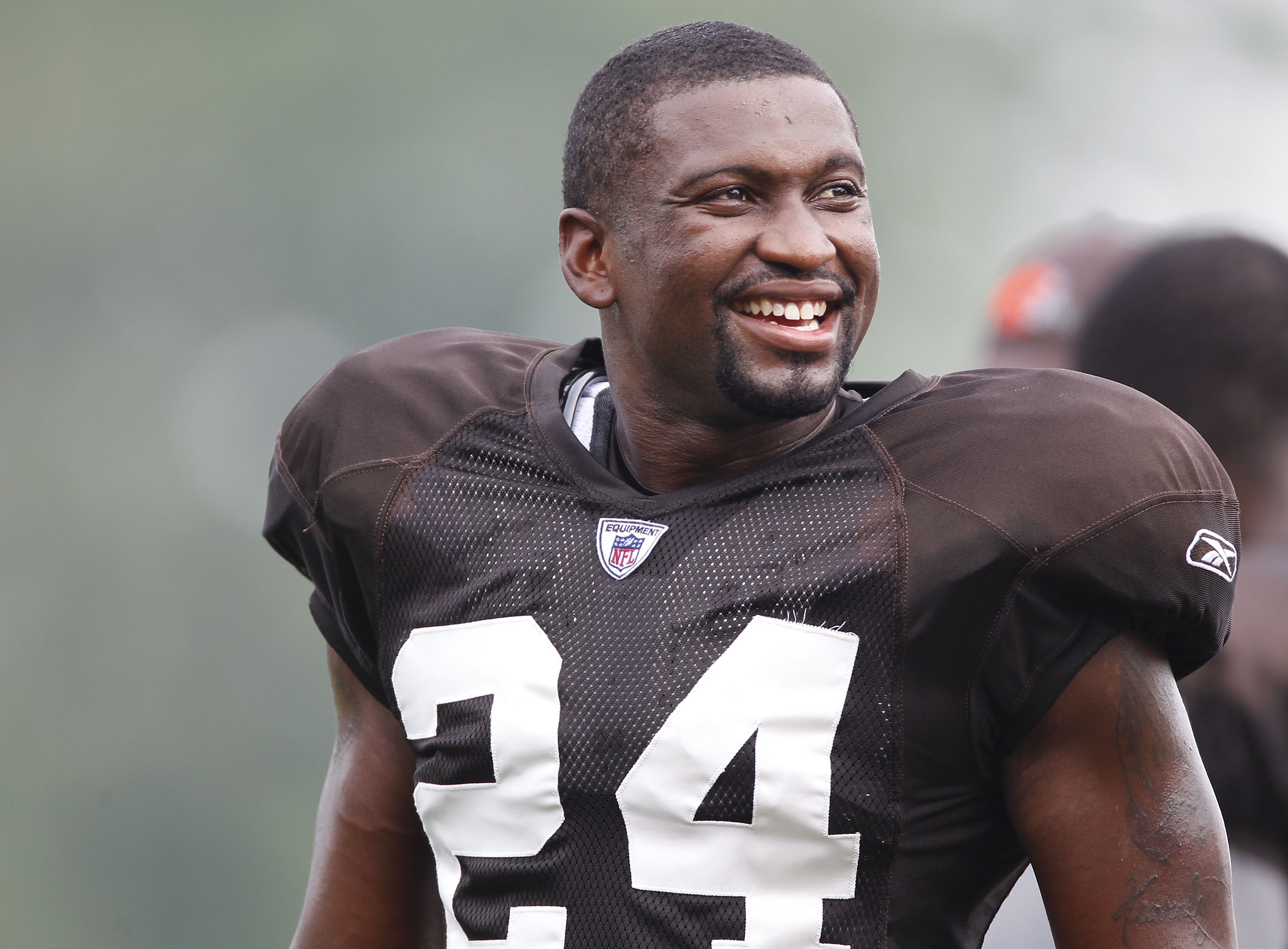 BEREA, OH - AUGUST 04:  Sheldon Brown #24 of the Cleveland Browns smiles during training camp at the Cleveland Browns Training and Administrative Complex on August 4, 2010 in Berea, Ohio.  (Photo by Gregory Shamus/Getty Images)