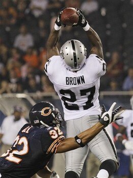 Stevie Brown goes up strong to make the interception against the Bears.