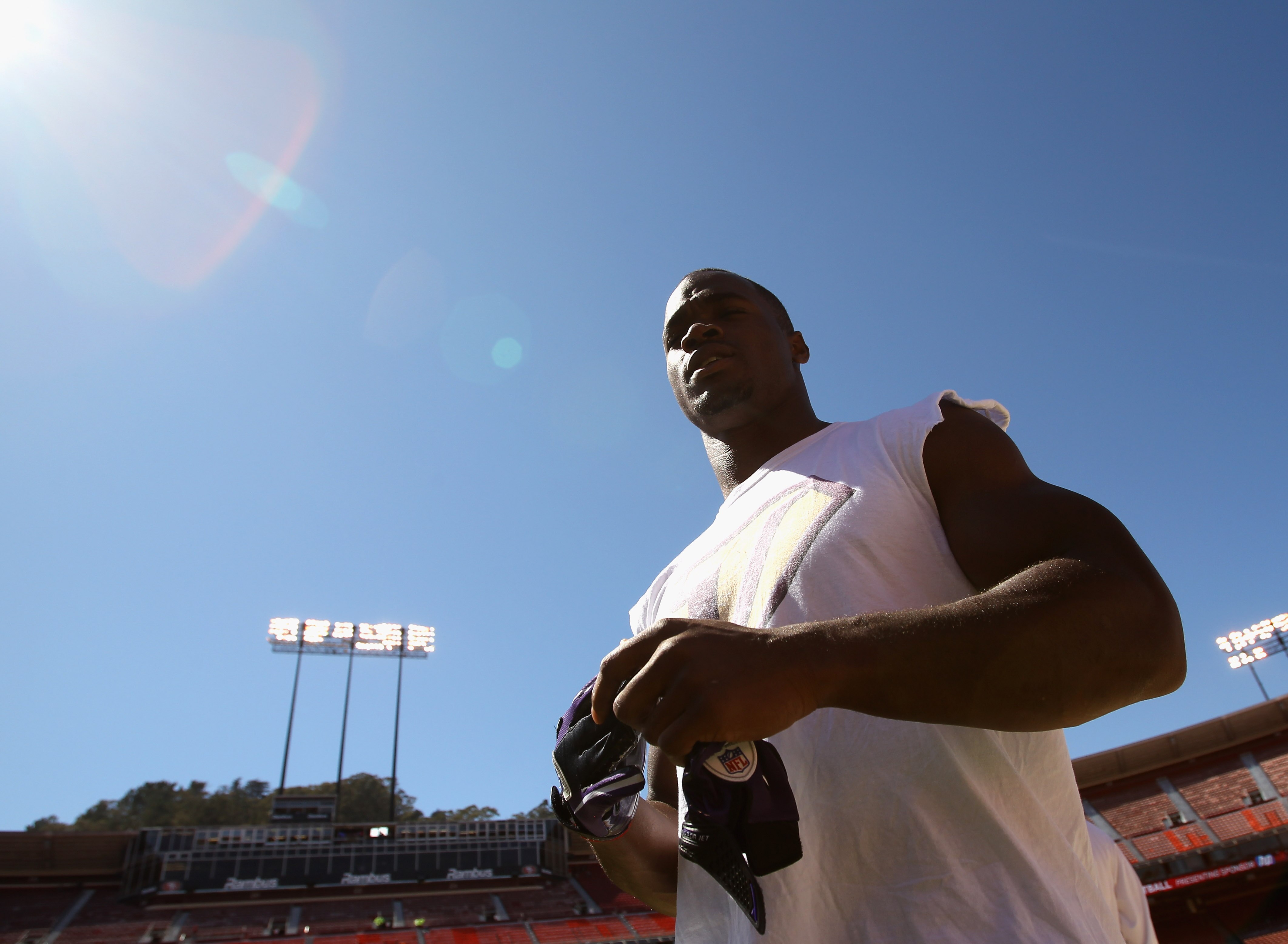 SAN FRANCISCO - AUGUST 22:  Adrian Peterson #28 of the Minnesota Vikings walks off the field before their preseason game against the San Francisco 49ers at Candlestick Park on August 22, 2010 in San Francisco, California.  (Photo by Ezra Shaw/Getty Images