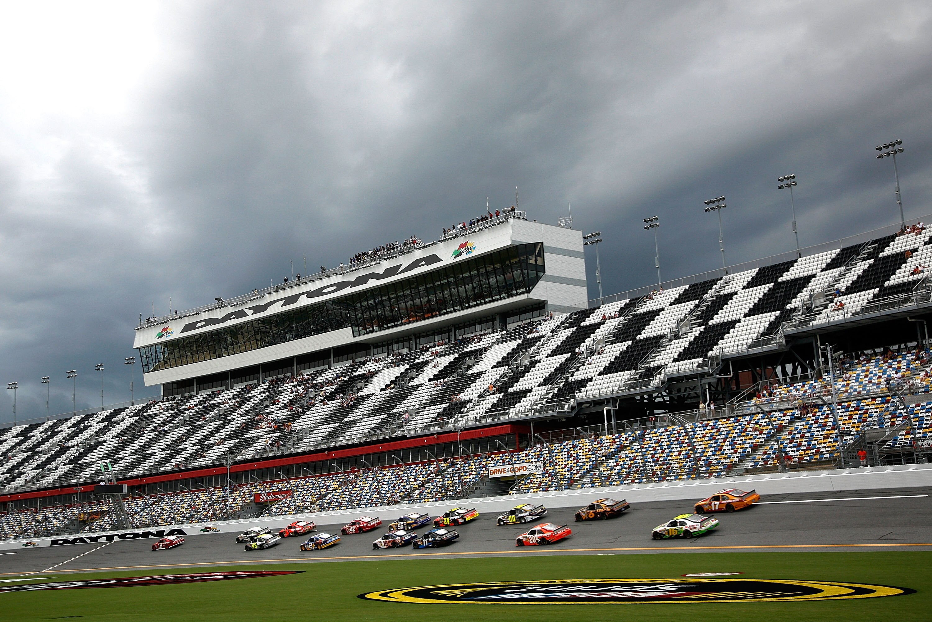 DAYTONA BEACH, FL - JULY 01:  Cars practice for the NASCAR Sprint Cup Series Coke Zero 400 at Daytona International Speedway on July 1, 2010 in Daytona Beach, Florida.  (Photo by Jerry Markland/Getty Images for NASCAR)