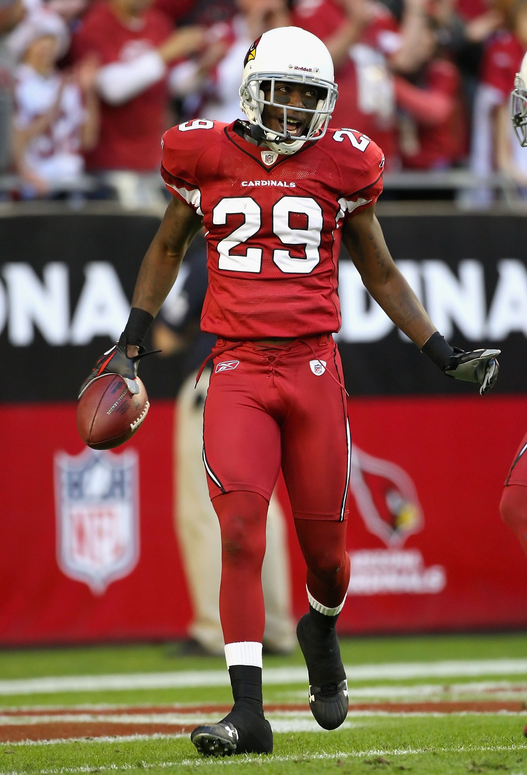 GLENDALE, AZ - DECEMBER 27:  Cornerback Dominique Rodgers-Cromartie #29 of the Arizona Cardinals celebrates after a interception against the St. Louis Rams during the fourth quarter of the NFL game at the Universtity of Phoenix Stadium on December 27, 200