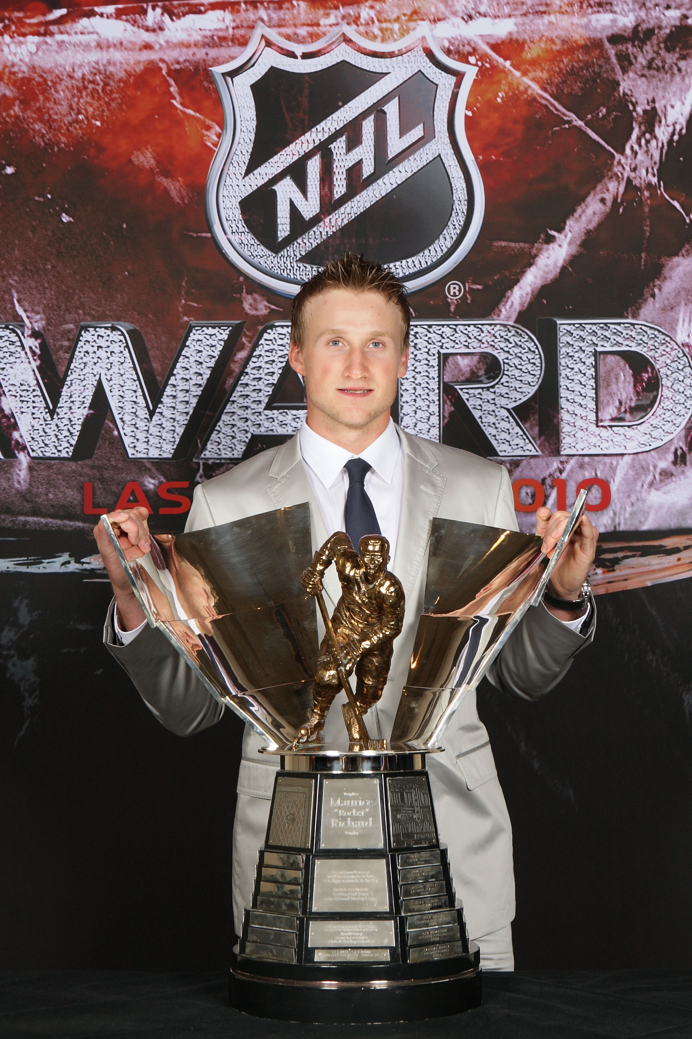 LAS VEGAS - JUNE 23: Steven Stamkos of the Tampa Bay Lightning poses for a portrait with the Maurice Richard Trophy during the 2010 NHL Awards at the Palms Casino Resort on June 23, 2010 in Las Vegas, Nevada. (Photo by Bruce Bennett/Getty Images for NHL LAS VEGAS - JUNE 23: Steven Stamkos of the Tampa Bay Lightning poses for a portrait with the Maurice Richard Trophy during the 2010 NHL Awards at the Palms Casino Resort on June 23, 2010 in Las Vegas, Nevada. (Photo by Bruce Bennett/Getty Images for NHL