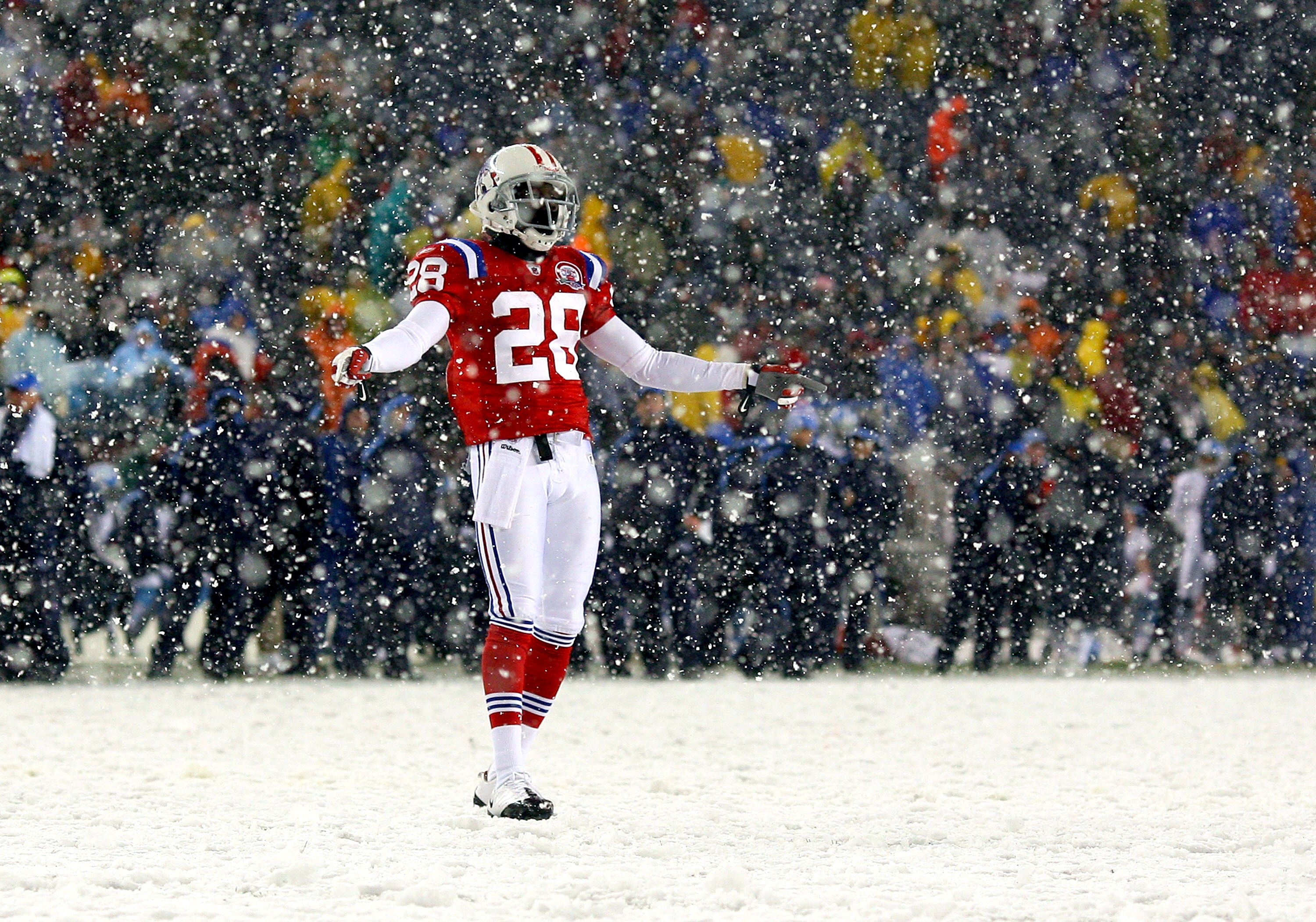 FOXBORO - OCTOBER 18:  Darius Butler #28 of the New England Patriots reacts in the fourth quarter during a game against the Tennesee Titans at Gillette Stadium on October 18, 2009 in Foxboro, Massachusetts. The Patriots won 59-0. (Photo by Jim Rogash/Gett