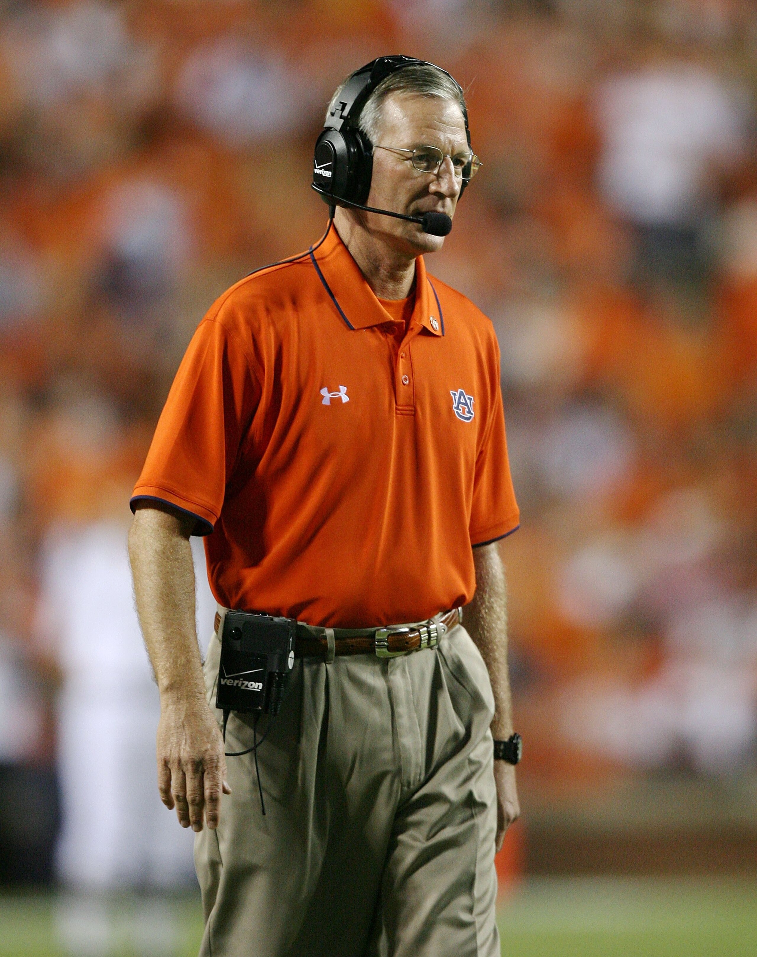 AUBURN, AL - SEPTEMBER 20:  Head coach Tommy Tuberville of the Auburn Tigers watches his team take on the LSU Tigers at Jordan-Hare Stadium on September 20, 2008 in Auburn, Alabama. LSU defeated Auburn 26-21.  (Photo by Doug Benc/Getty Images)