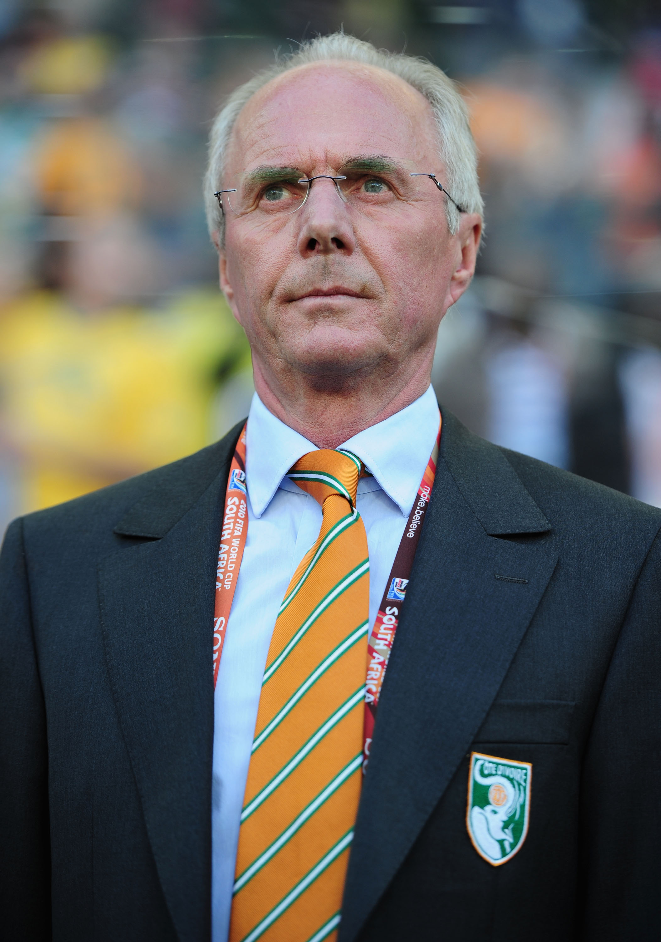 NELSPRUIT, SOUTH AFRICA - JUNE 25:  Sven Goran Eriksson head coach of Ivory Coast looks thoughtful ahead of the 2010 FIFA World Cup South Africa Group G match between North Korea and Ivory Coast at the Mbombela Stadium on June 25, 2010 in Nelspruit, South