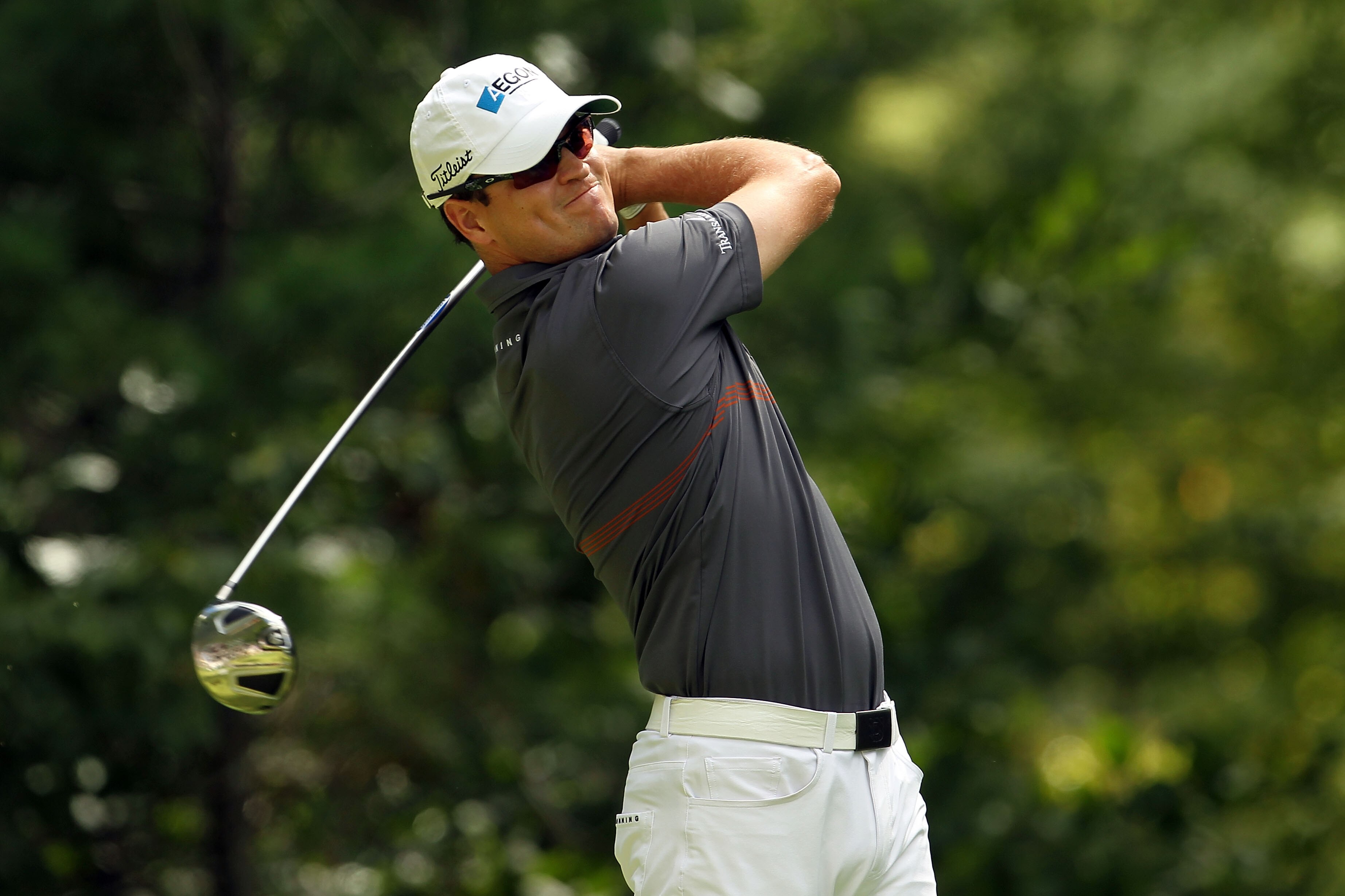 NORTON, MA - SEPTEMBER 05:  Zach Johnson tees off on the ninth hole during the third round of the Deutsche Bank Championship at TPC Boston on September 5, 2010 in Norton, Massachusetts.  (Photo by Mike Ehrmann/Getty Images)