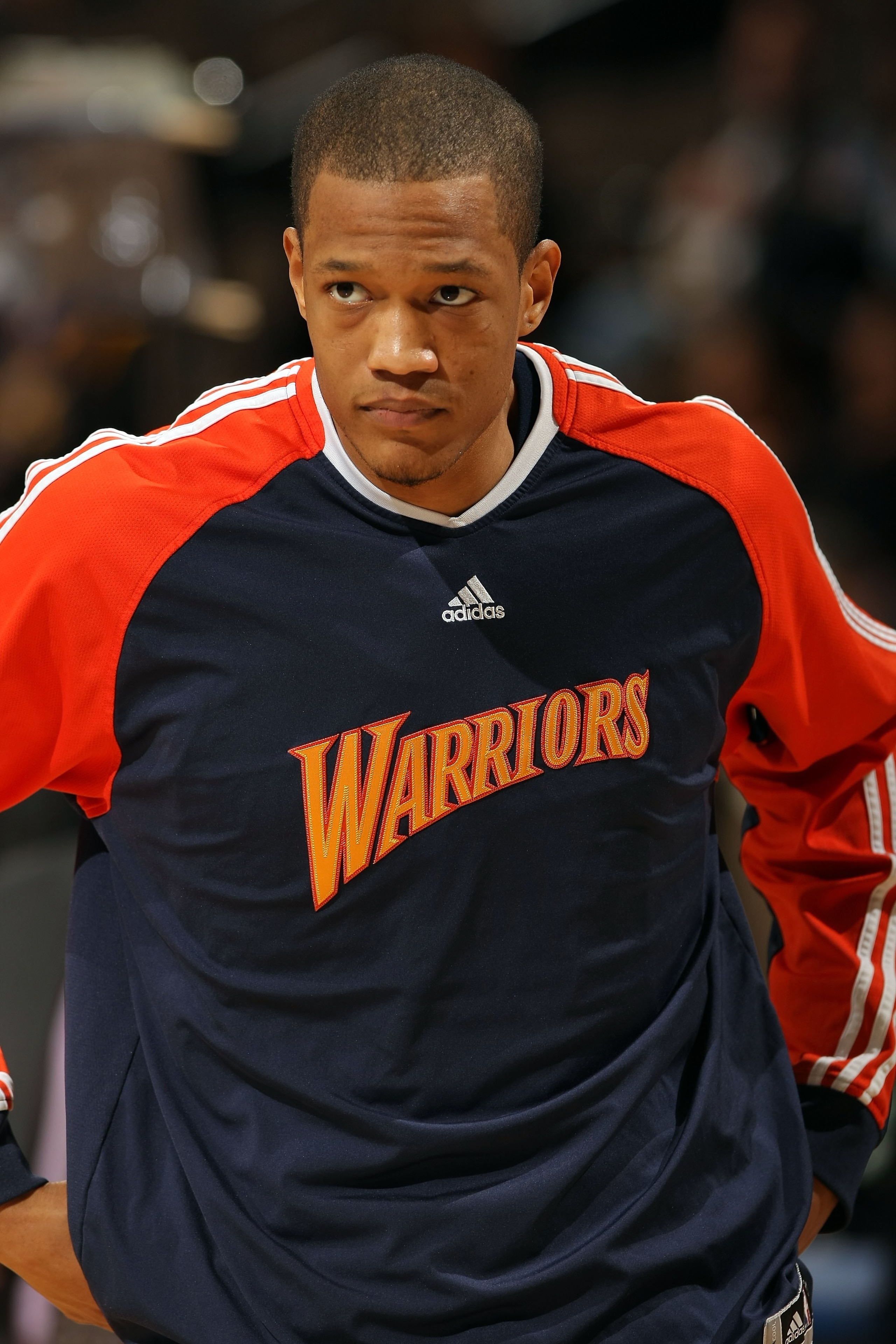 DENVER - JANUARY 05: Anthony Randolph #4 of the Golden State Warriors warms up prior to facing the Denver Nuggets at the Pepsi Center on January 5, 2010 in Denver, Colorado. The Nuggets defeated the Warriors 123-122. NOTE TO USER: User expressly acknowle DENVER - JANUARY 05: Anthony Randolph #4 of the Golden State Warriors warms up prior to facing the Denver Nuggets at the Pepsi Center on January 5, 2010 in Denver, Colorado. The Nuggets defeated the Warriors 123-122. NOTE TO USER: User expressly acknowle