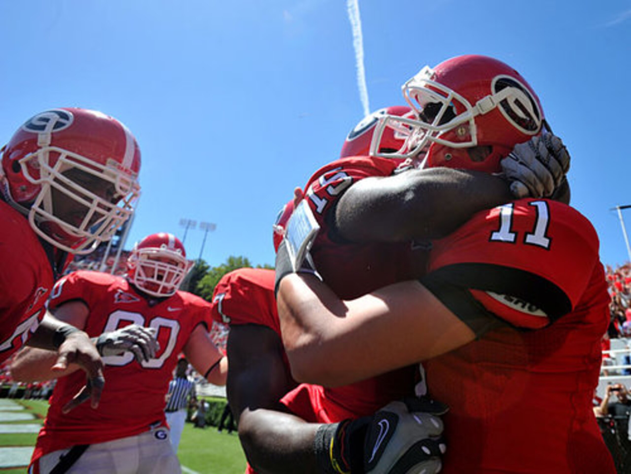 Aaron Murray celebrates after rushing a 16 yard touchdown run.