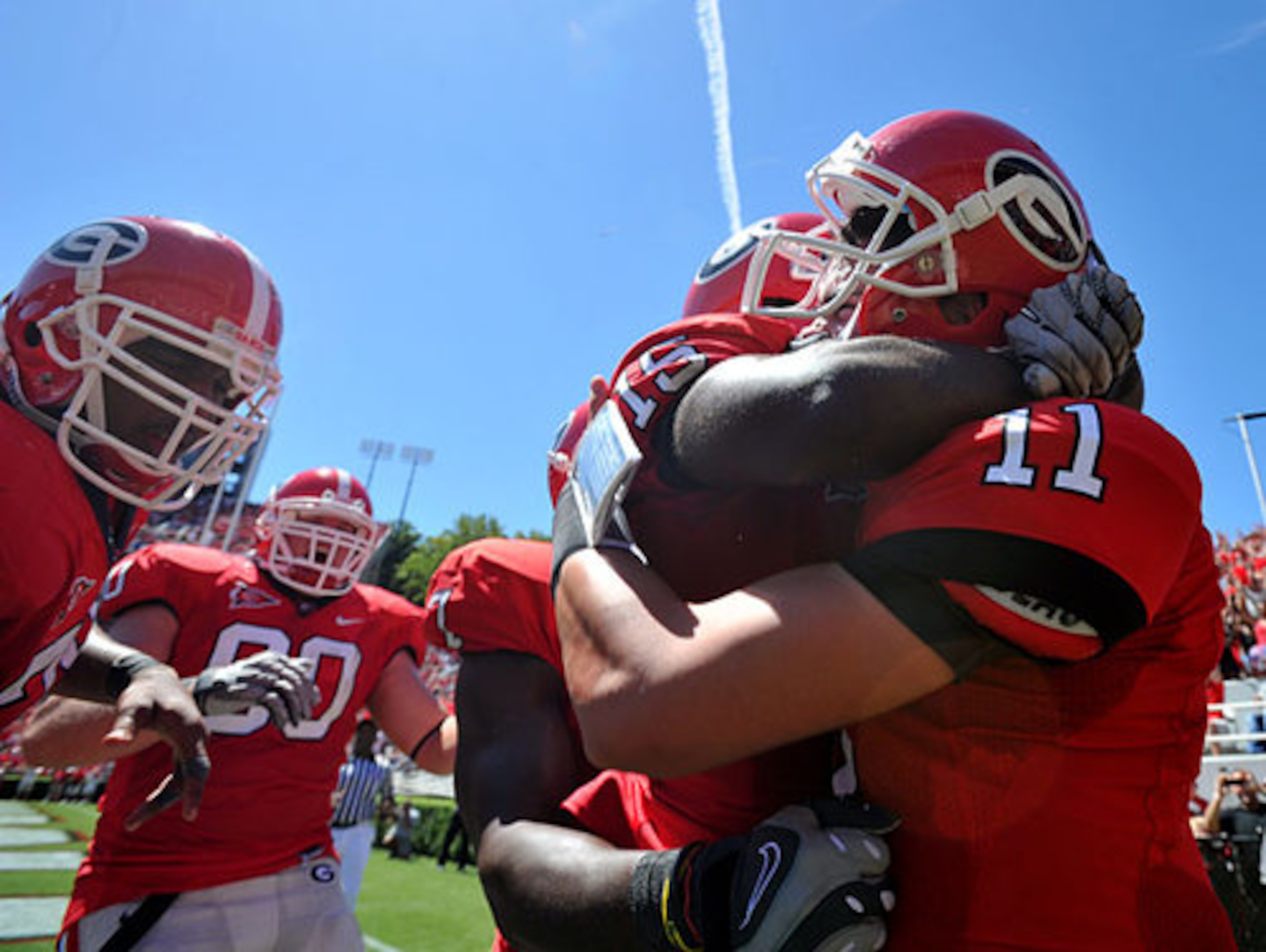 Aaron Murray celebrates after rushing a 16 yard touchdown run.