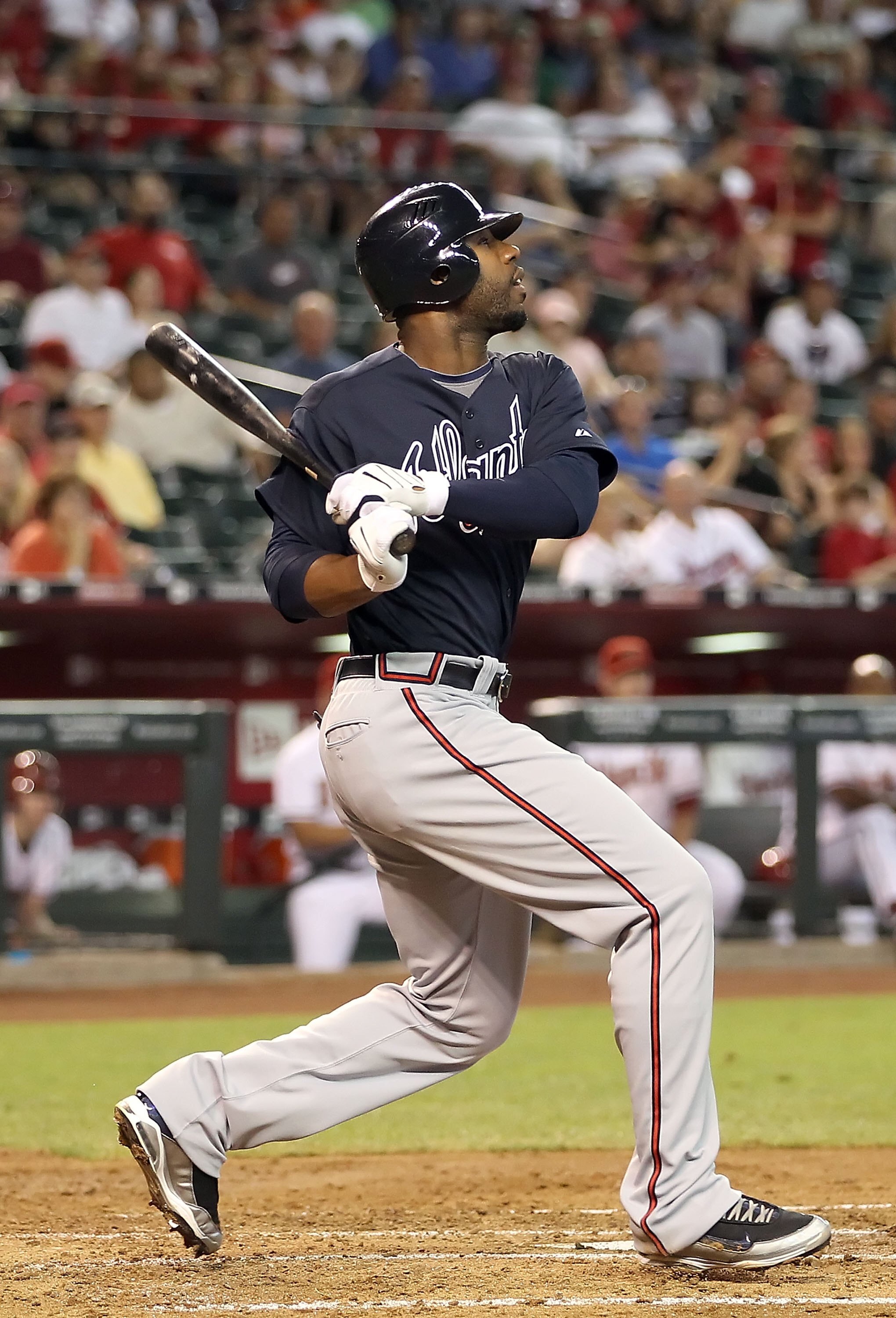 PHOENIX - JUNE 10:  Jason Heyward #22 of the Atlanta Braves bats against the Arizona Diamondbacks during the Major League Baseball game at Chase Field on June 10, 2010 in Phoenix, Arizona.  The Braves defeated the Diamondbacks 11-7.  (Photo by Christian P