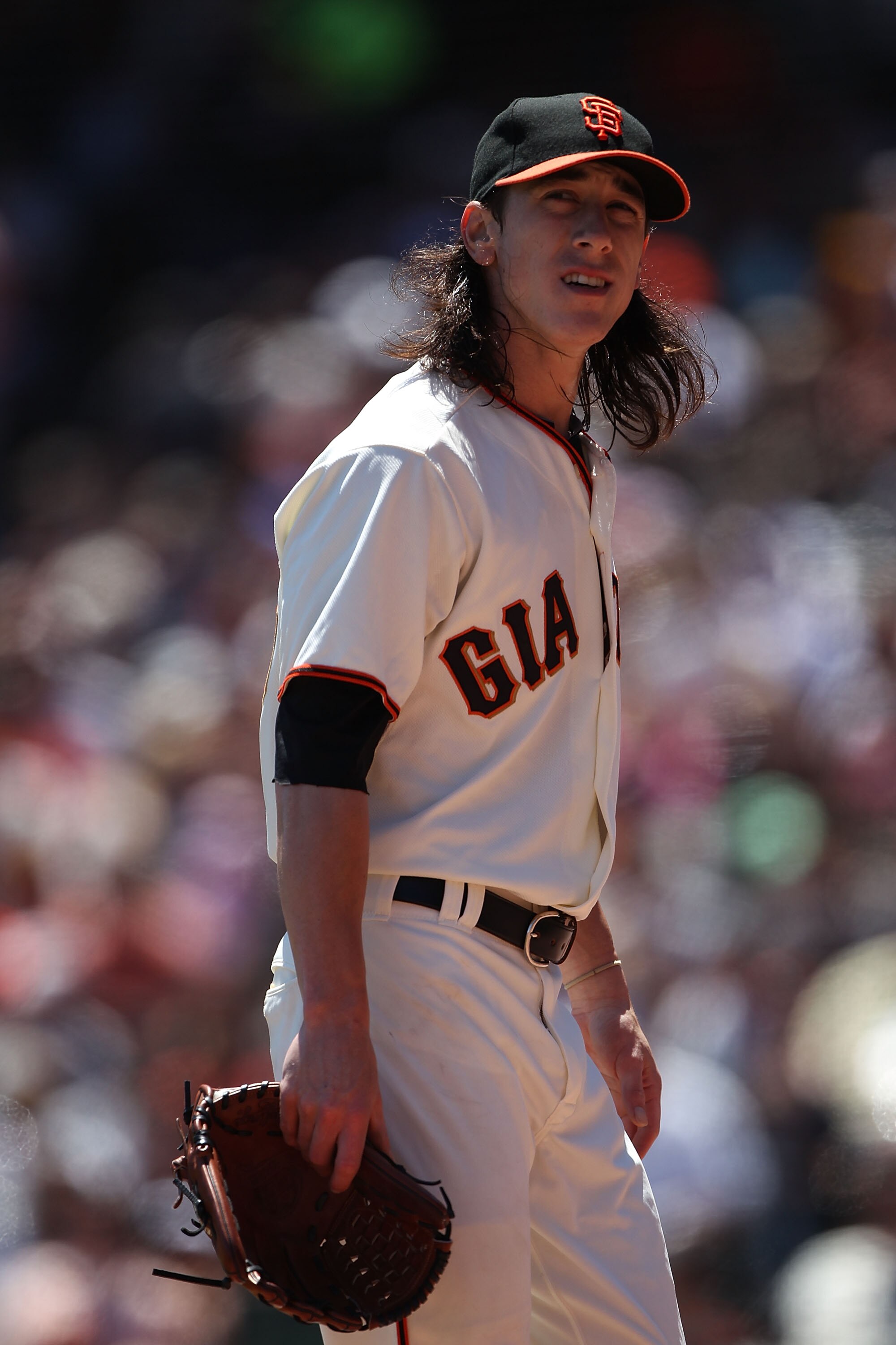 SAN FRANCISCO - AUGUST 15:  Tim Lincecum #55 of the San Francisco Giants pitches against the San Diego Padres during an MLB game at AT&T Park on August 15, 2010 in San Francisco, California.  (Photo by Jed Jacobsohn/Getty Images)