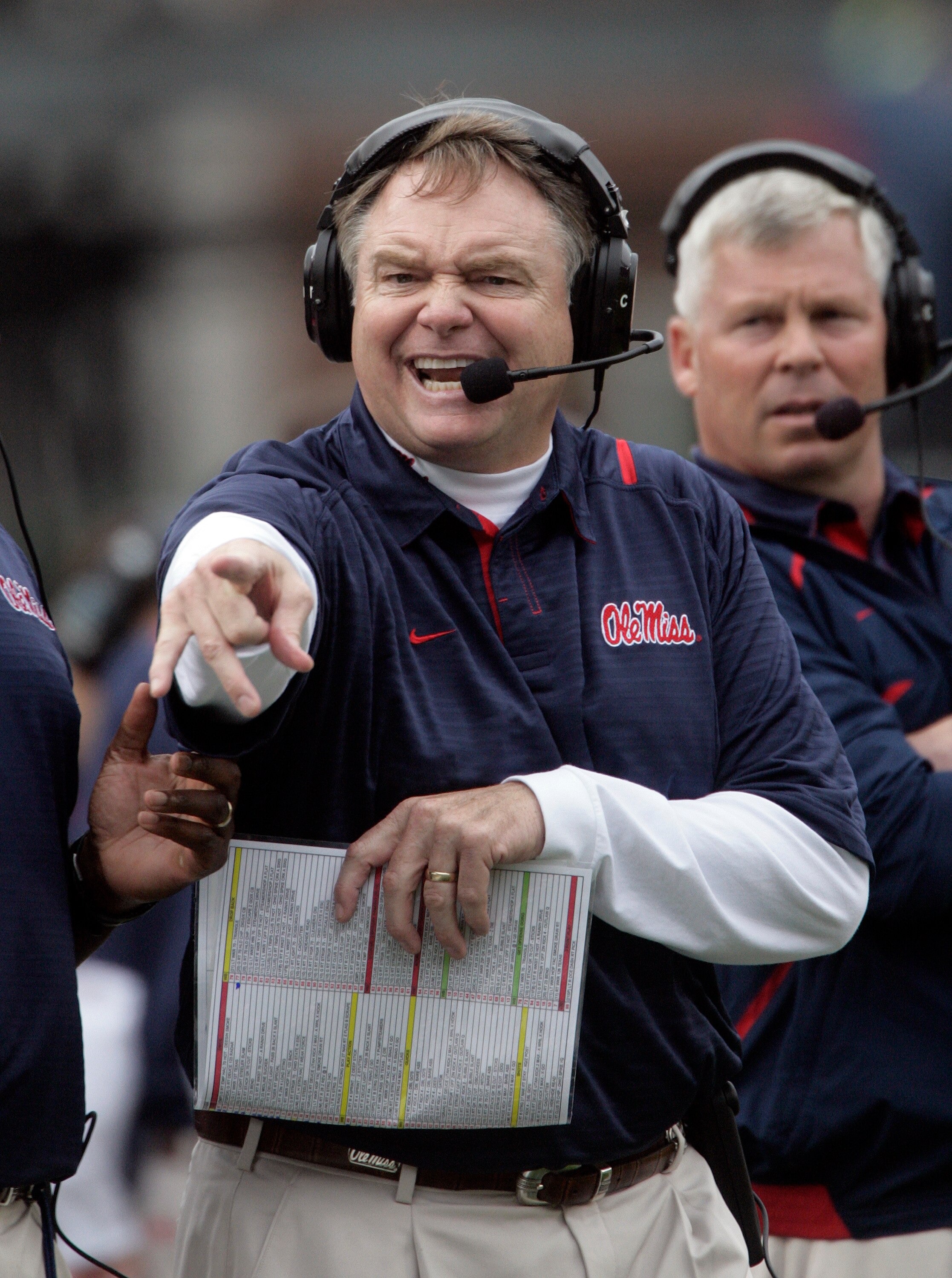 OXFORD, MS - OCTOBER 10:  Coach Houston Nutt of the Mississippi Rebels yells instructions in the second half of a 22-3 loss to the Alabama Crimson Tide during their college football game at Vaught-Hemingway Stadium on October 10, 2009 in Oxford, Mississip