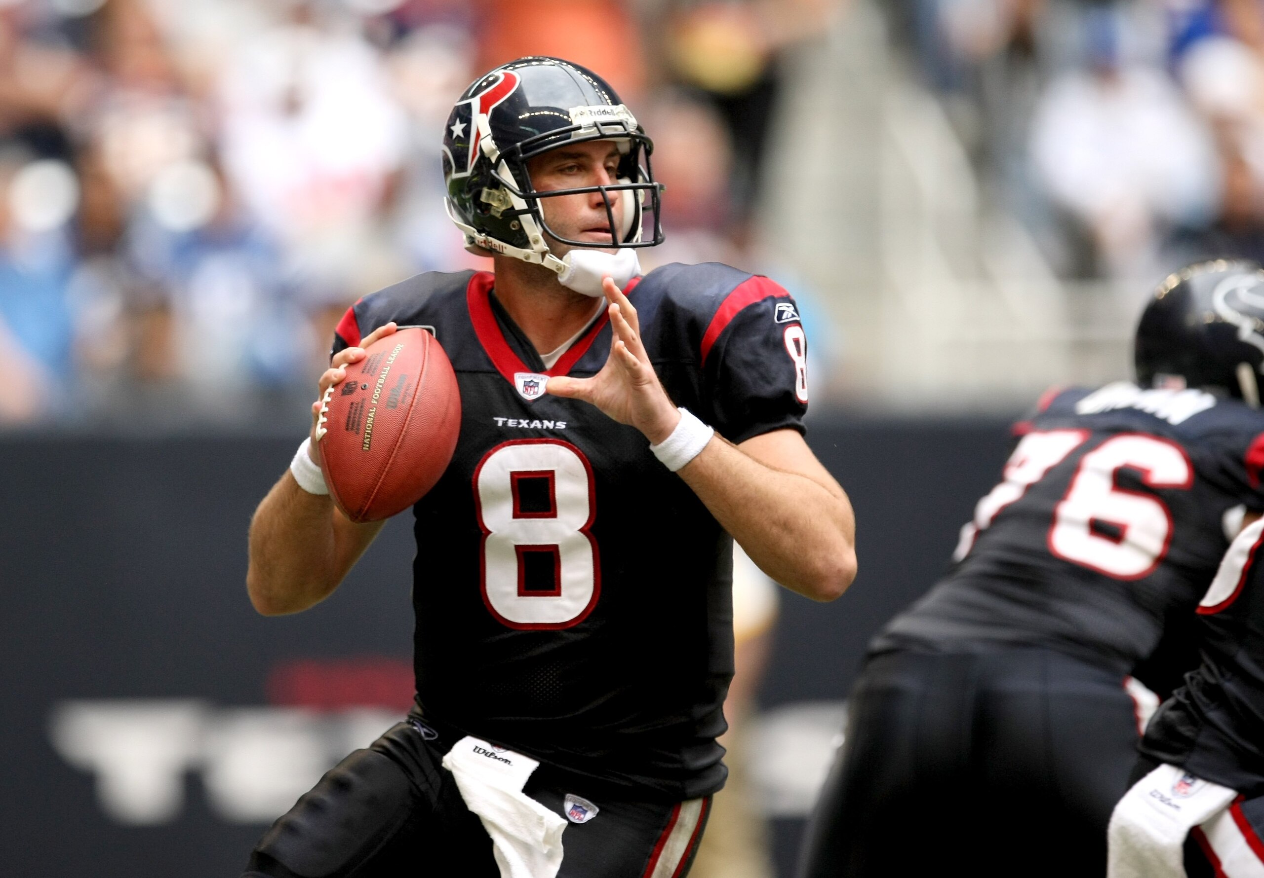 HOUSTON - NOVEMBER 29:  Quarterback Matt Schaub #8 of the Houston Texans throws a pass against the Indianapolis Colts on November 29, 2009  at Reliant Stadium in Houston, Texas. The Colts won 35-27.  (Photo by Stephen Dunn/Getty Images)