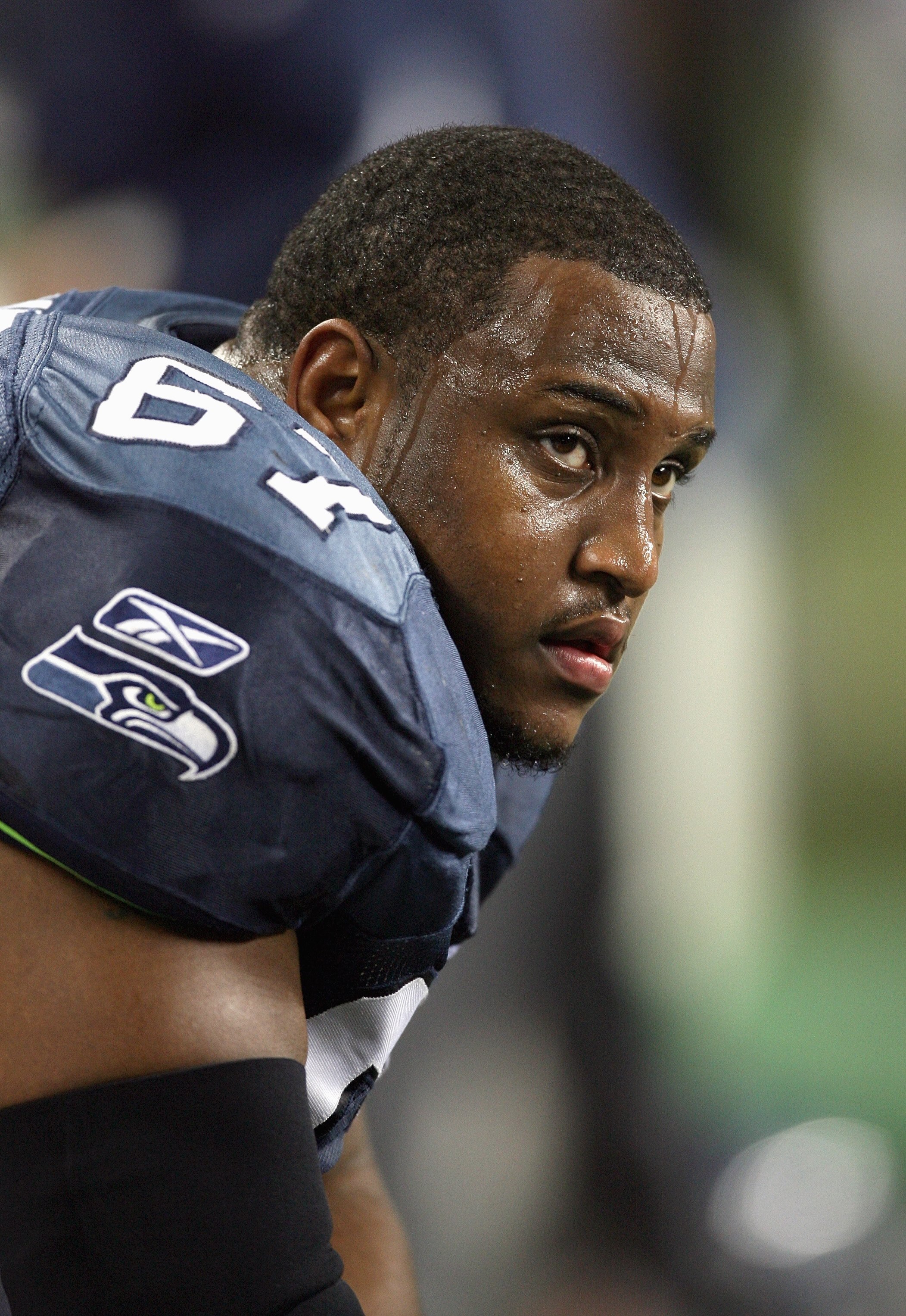 SEATTLE - OCTOBER 14:  Rob Sims #67 of the Seattle Seahawks on the sidelines during the game against the New Orleans Saints at Qwest Field on October 14, 2007 in Seattle, Washington. (Photo by Otto Greule Jr/Getty Images)